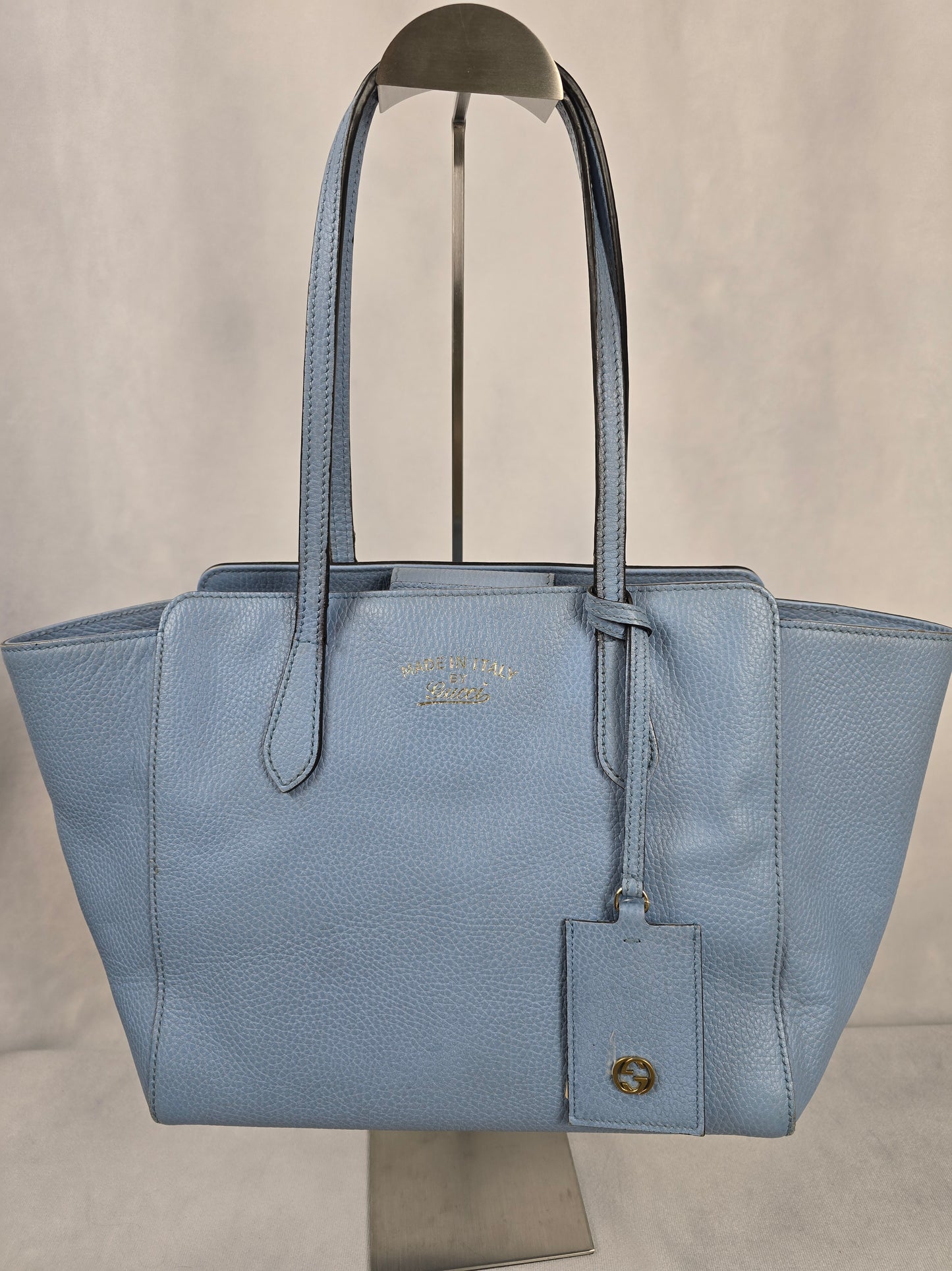 Gucci Swing Blue Pebble Leather Tote