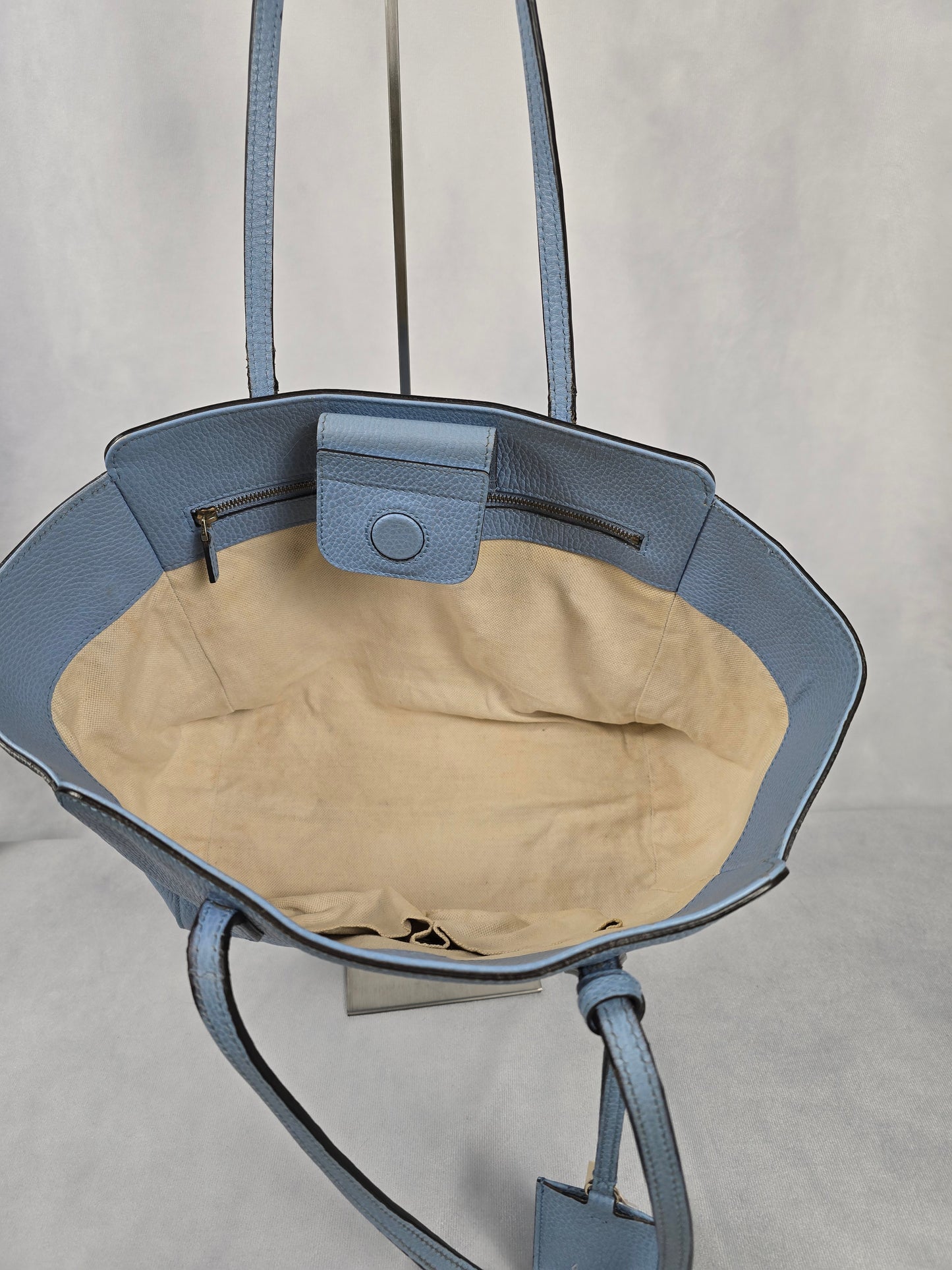 Gucci Swing Blue Pebble Leather Tote