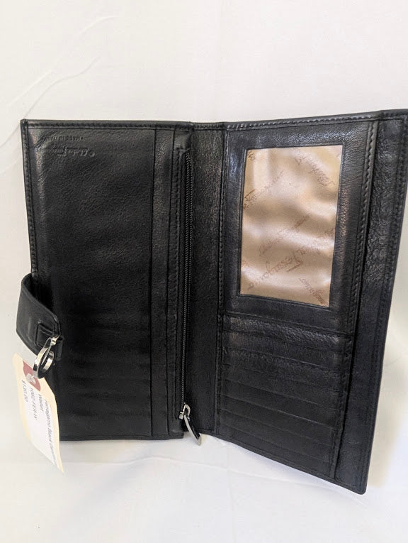 Ferragamo Black Gancini Canvas Long Wallet