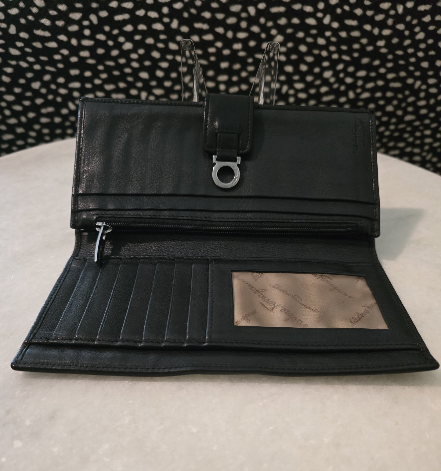 Ferragamo Black Gancini Long Wallet