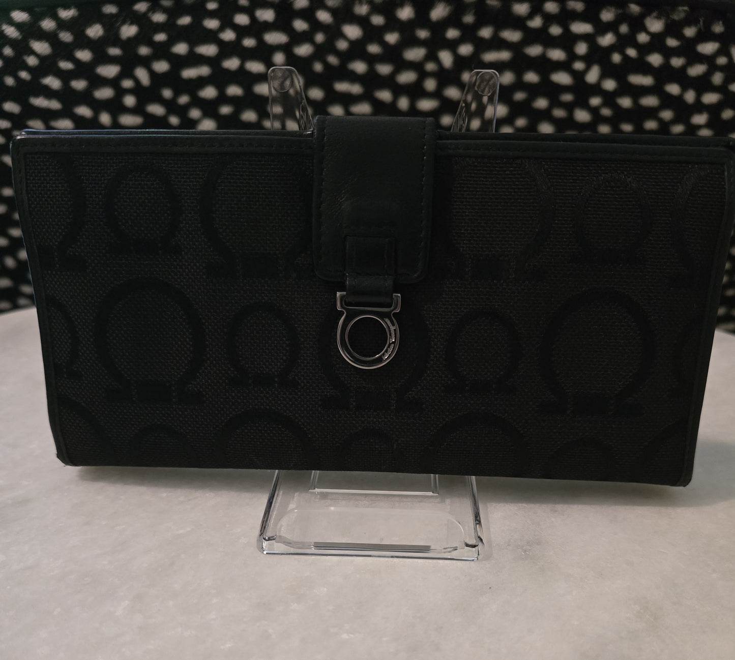 Ferragamo Black Gancini Long Wallet