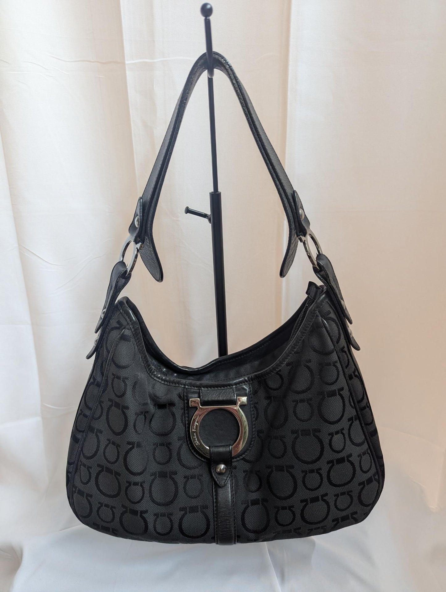 Ferragamo Gancini Black Shoulder Bag
