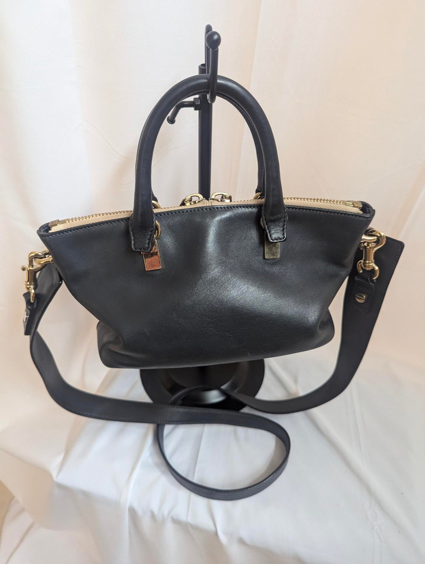 Chloe Beige/Black Leather 2 - Way Handbag/Crossbody