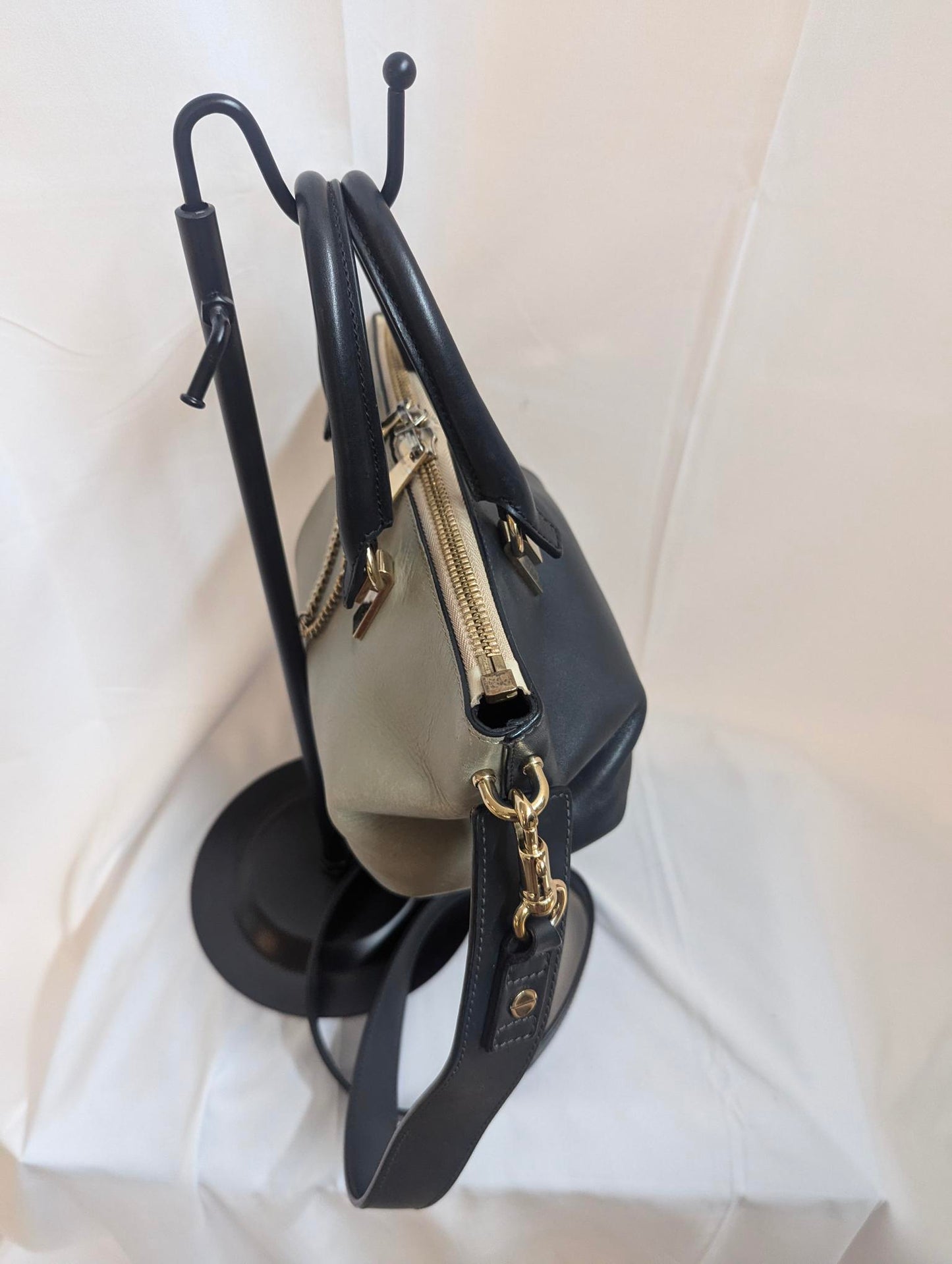 Chloe Beige/Black Leather 2 - Way Handbag/Crossbody