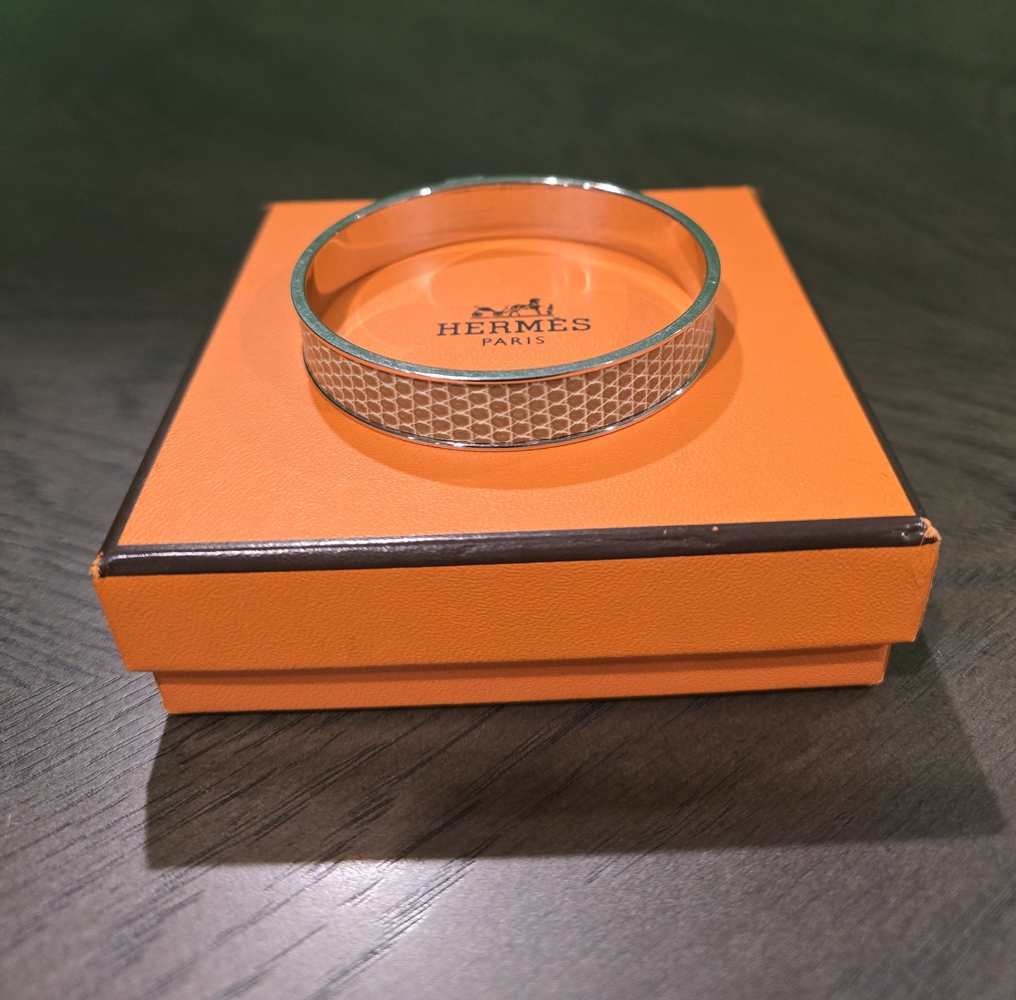 HERMES Lizard Bangle Bracelet with Box