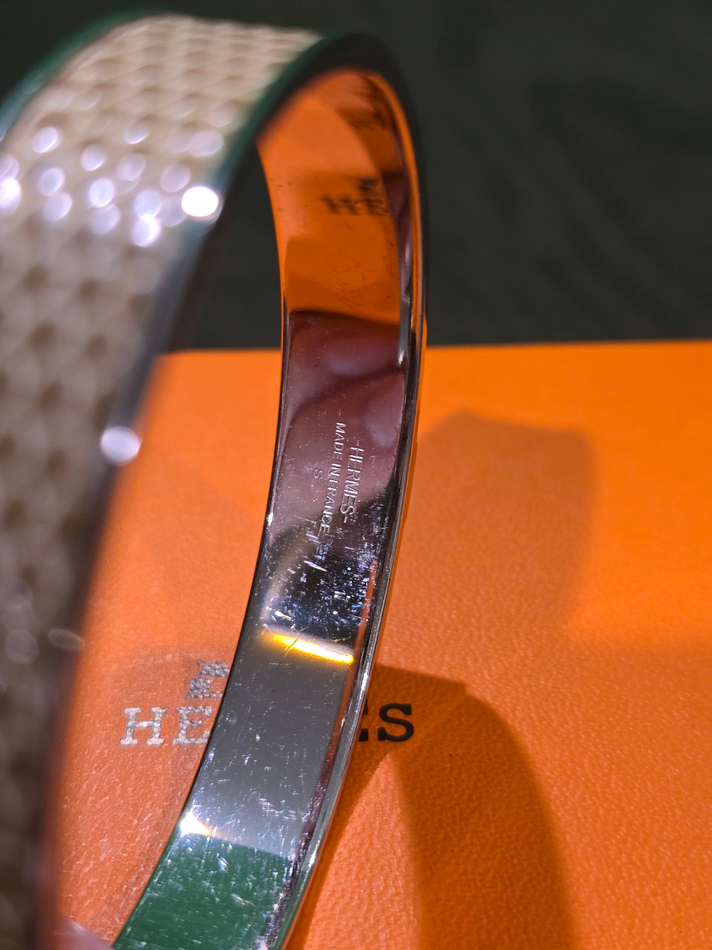 HERMES Lizard Bangle Bracelet with Box