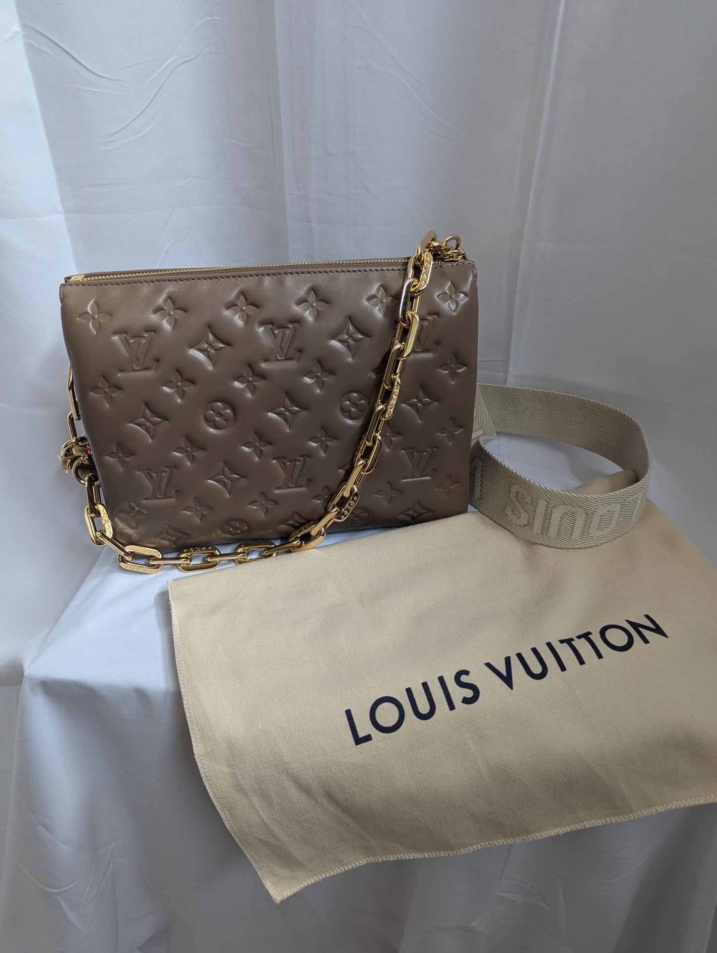 Louis Vuitton Coussin PM NV Taupe with Gold Chain Bag - UNUSED
