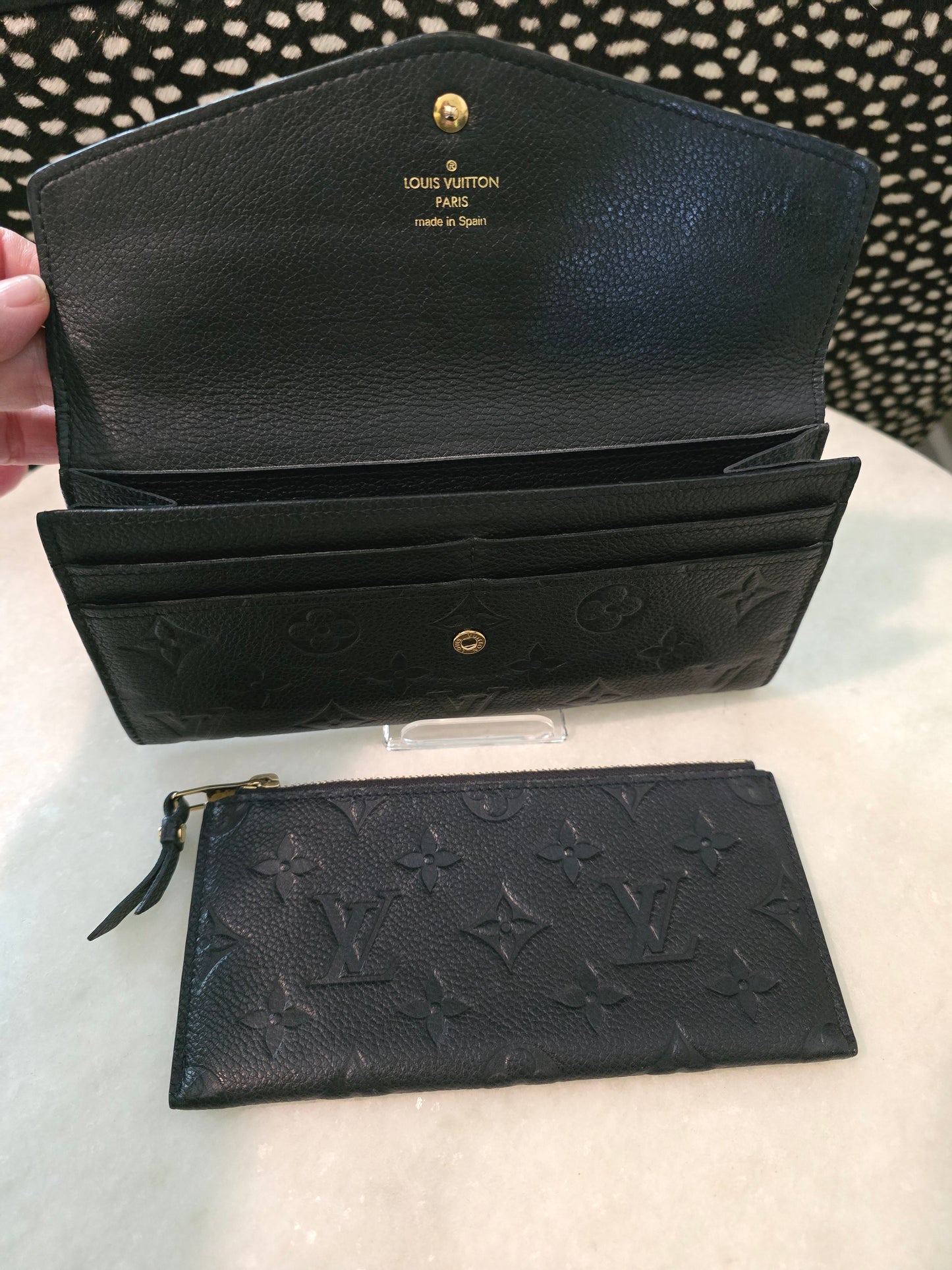 Louis Vuitton Imprinted Empreinte Black Leather with Separate Card Holder Piece