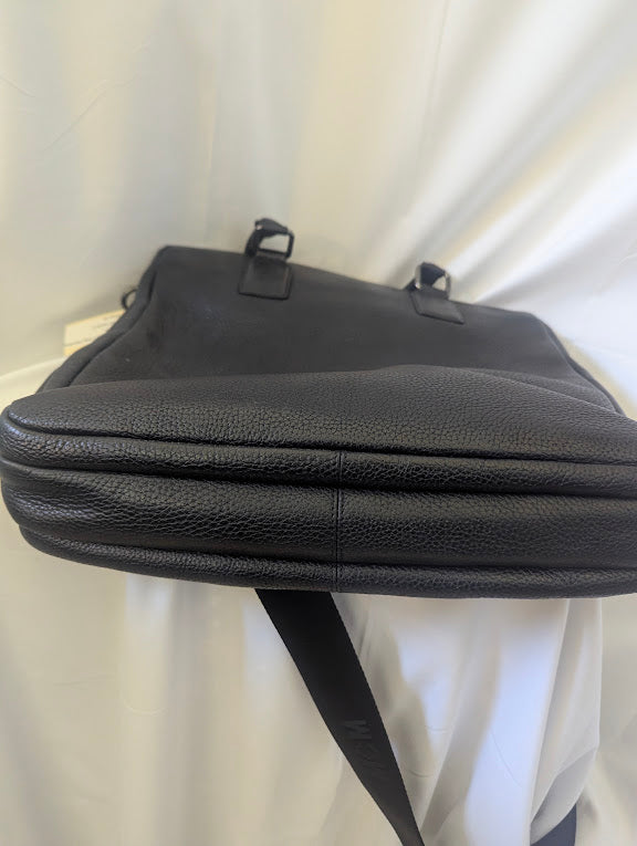MCM Black Two - Way Handbag with Leather Stripe Accents