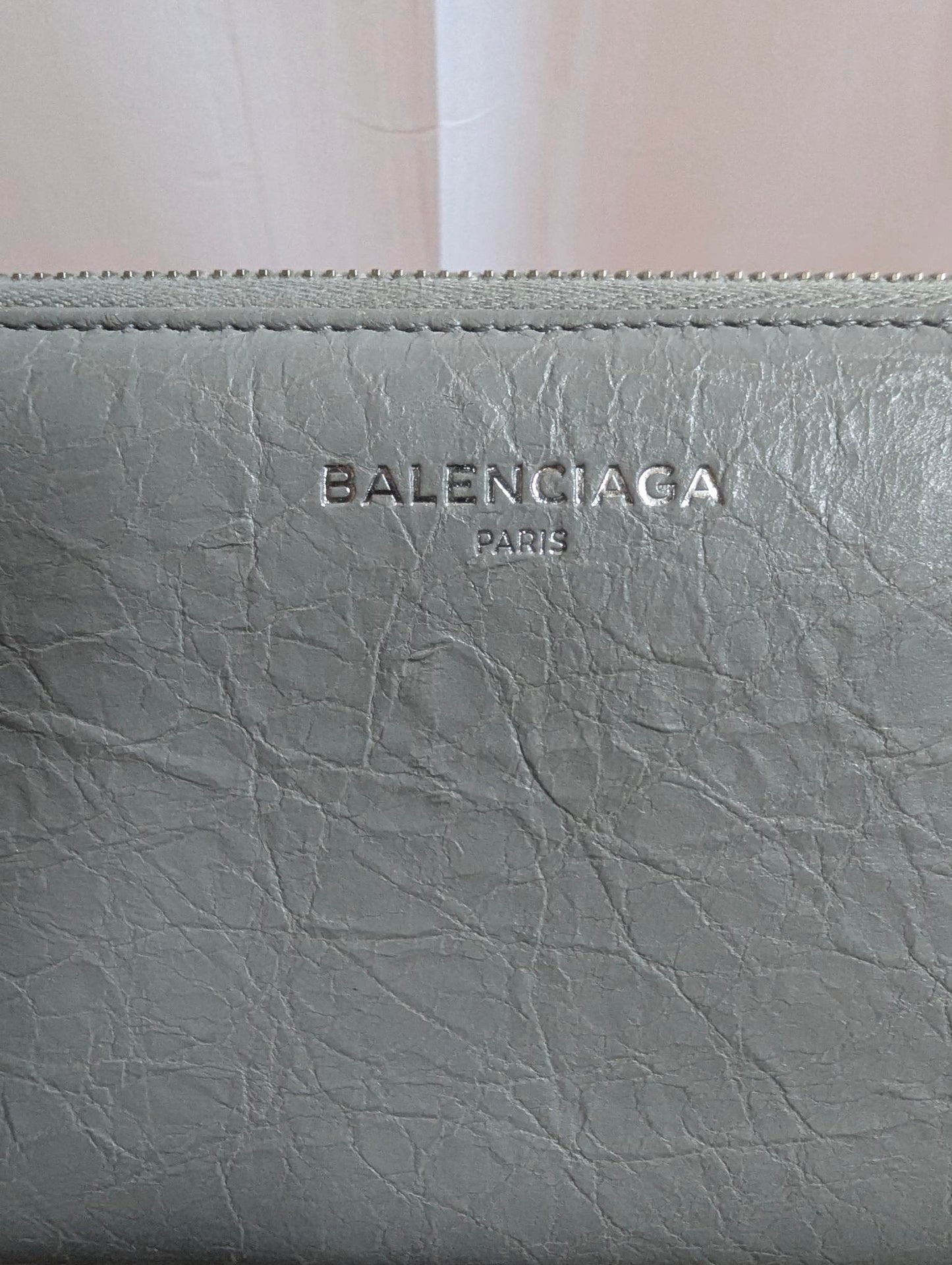 Balenciaga Gray Leather Zippy Wallet in Box