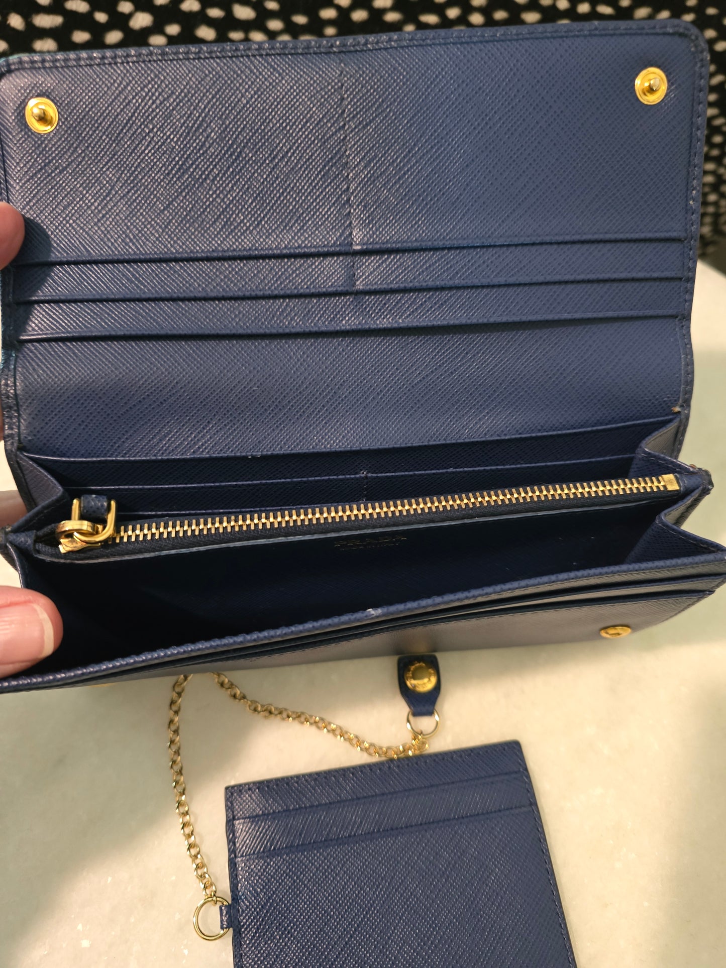 Prada Blue Saffiano Wallet