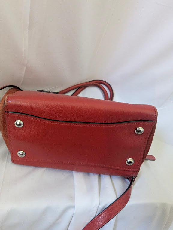 Prada Glace Calf and Suede Mini Red Handbag with Crossbody Strap