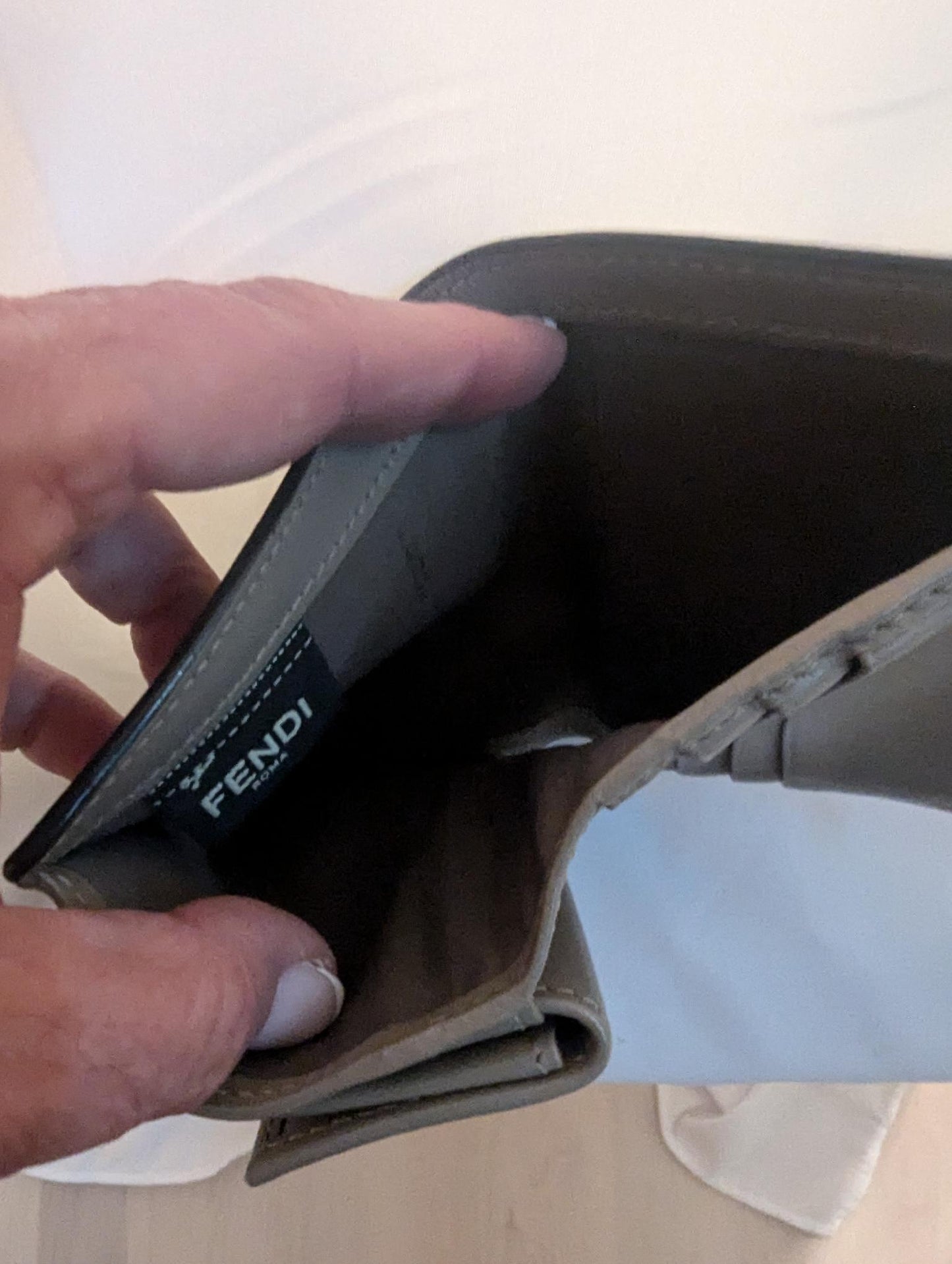 Fendi Neutral Leather F Bifold Wallet