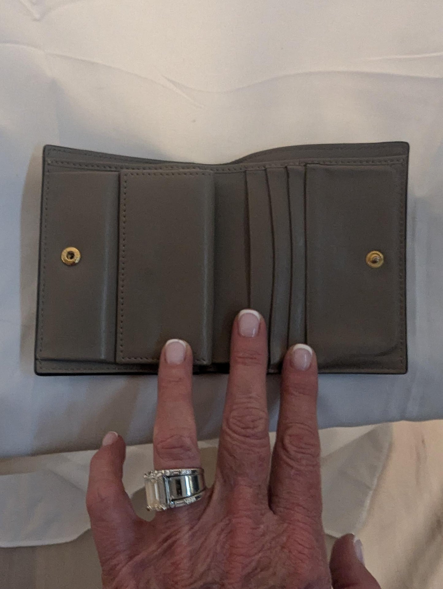 Fendi Neutral Leather F Bifold Wallet