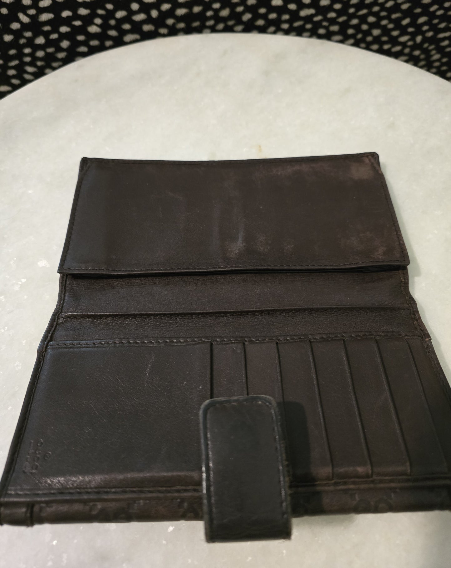 Gucci Dark Brown with Gold Metal Heart Wallet in Box
