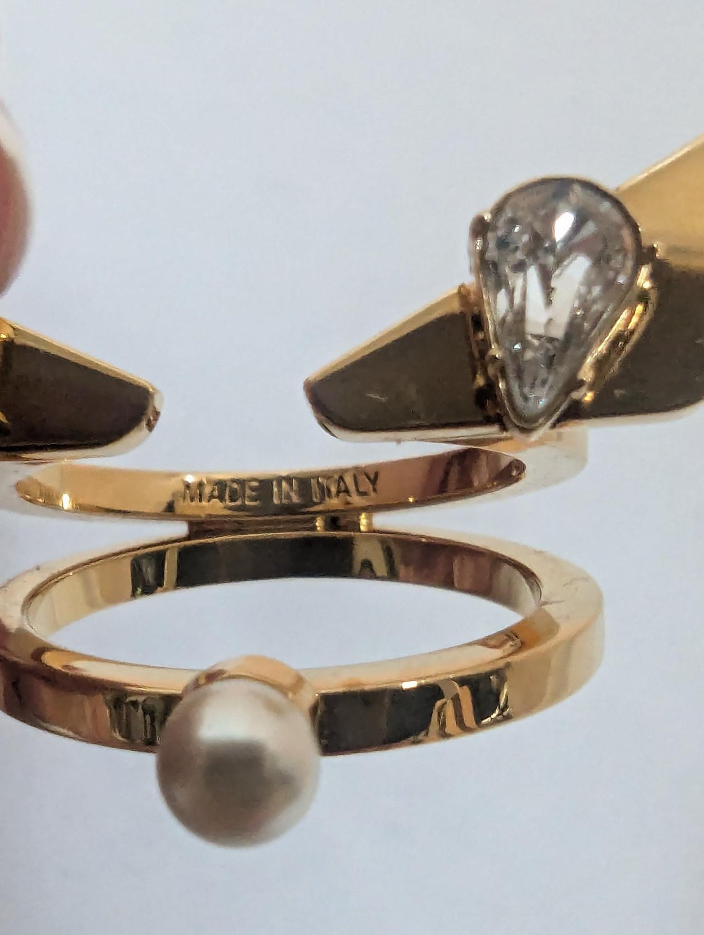Fendi Monster Eyes Gold Ring Size 5.5