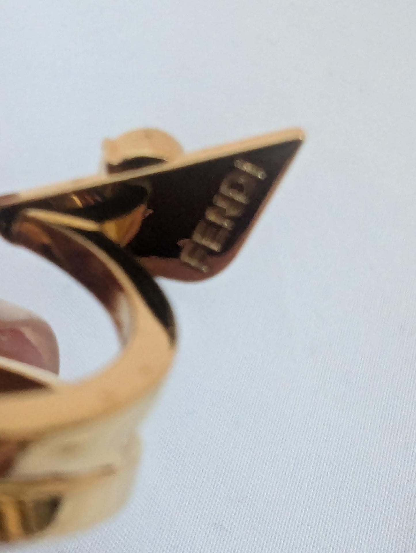 Fendi Monster Eyes Gold Ring Size 5.5