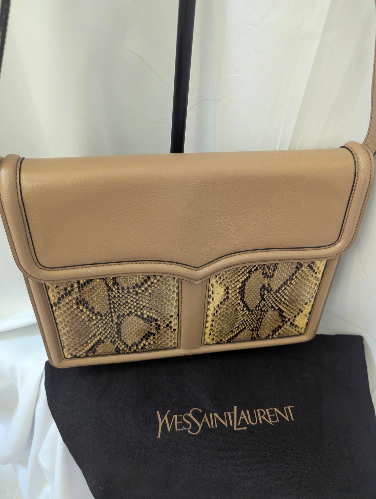 YSL 1970's Tan Python Embossed Crossbody