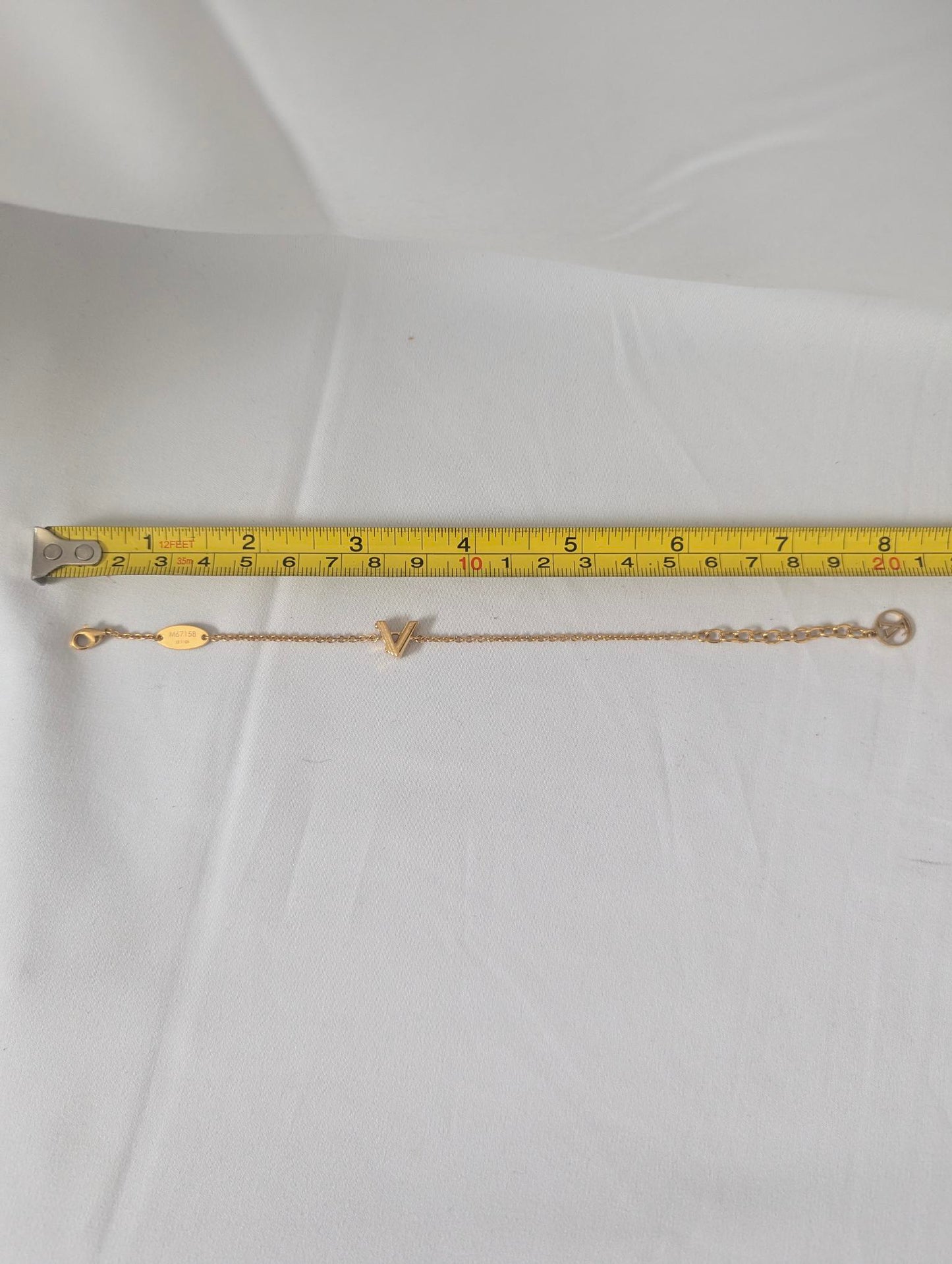Louis Vuitton V Gold Bracelet with Box and Dustbag