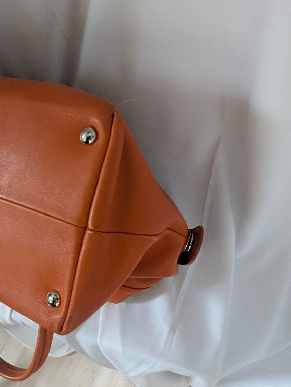 Ferragamo Vara Ribbon Orange Leather Handbag
