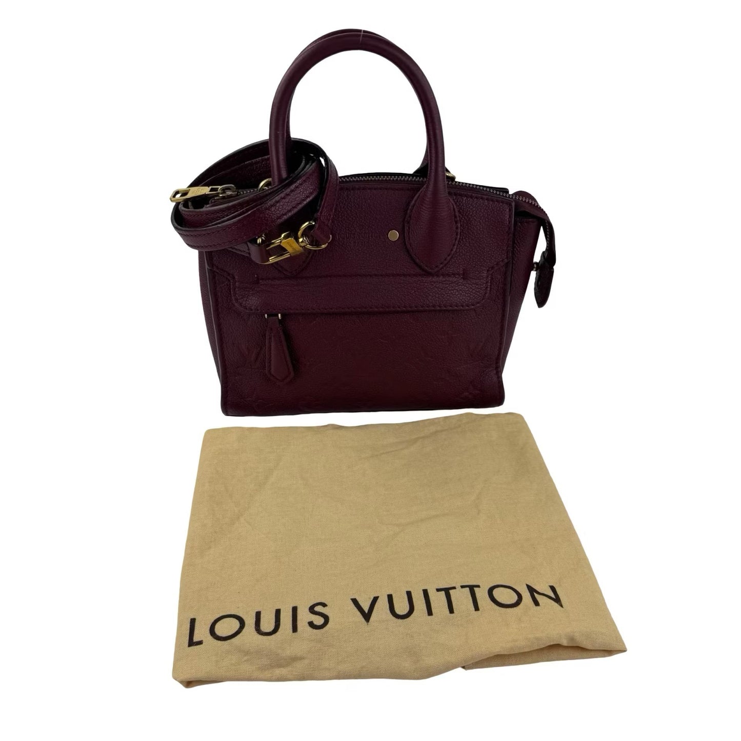 Louis Vuitton Monogram Empreinte Pont Neuf Mini Bag Burgundy Leather