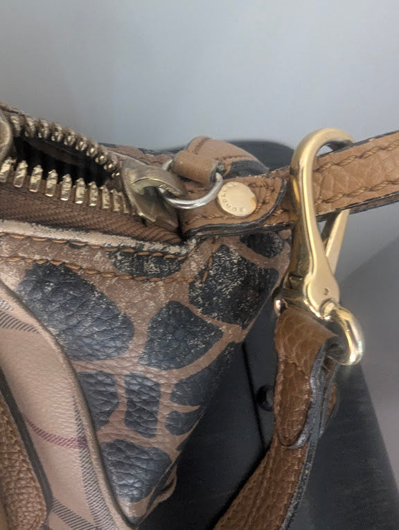 Burberry Small Haymarket Check Coated Canvas Animal Print Blaze Satchel