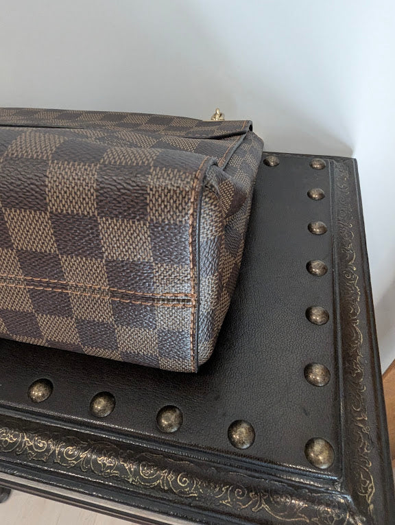 Louis Vuitton Vavin PM Damier Ebene with Burgandy Leather Front Pocket