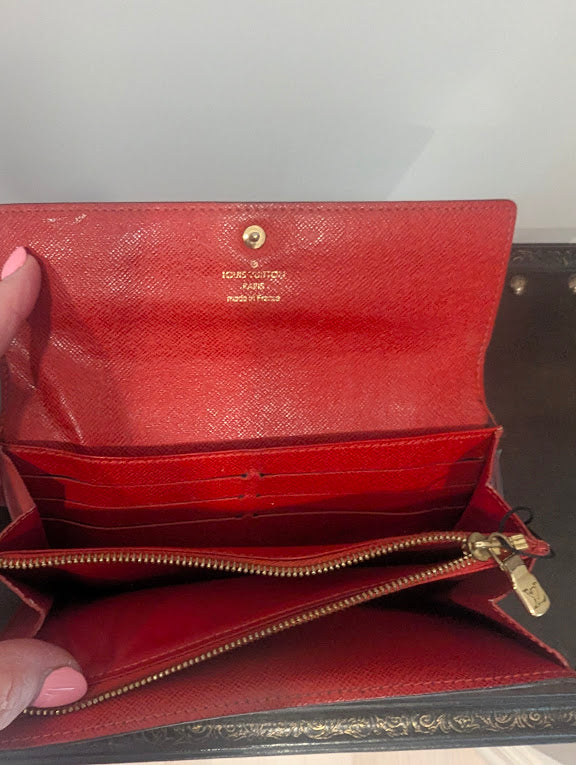 Louis Vuitton Limited Edition Monogram Groom Sarah Wallet with "Bell Boy" Red and White Stripes