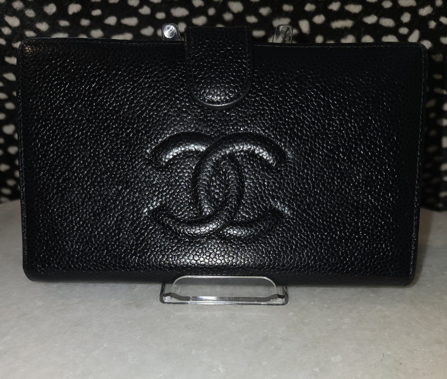 Chanel CC Black Pebble Leather Wallet