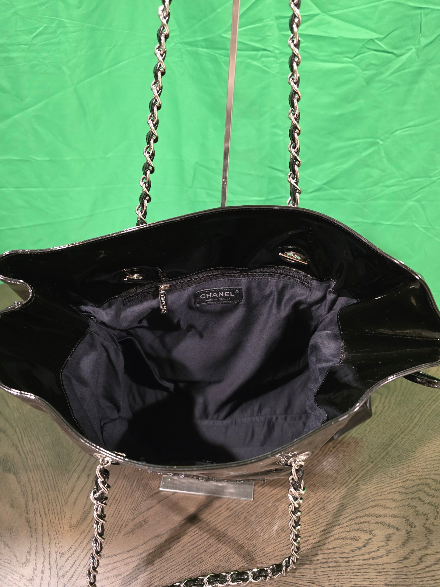 Chanel Black Patent Leather CC Tote