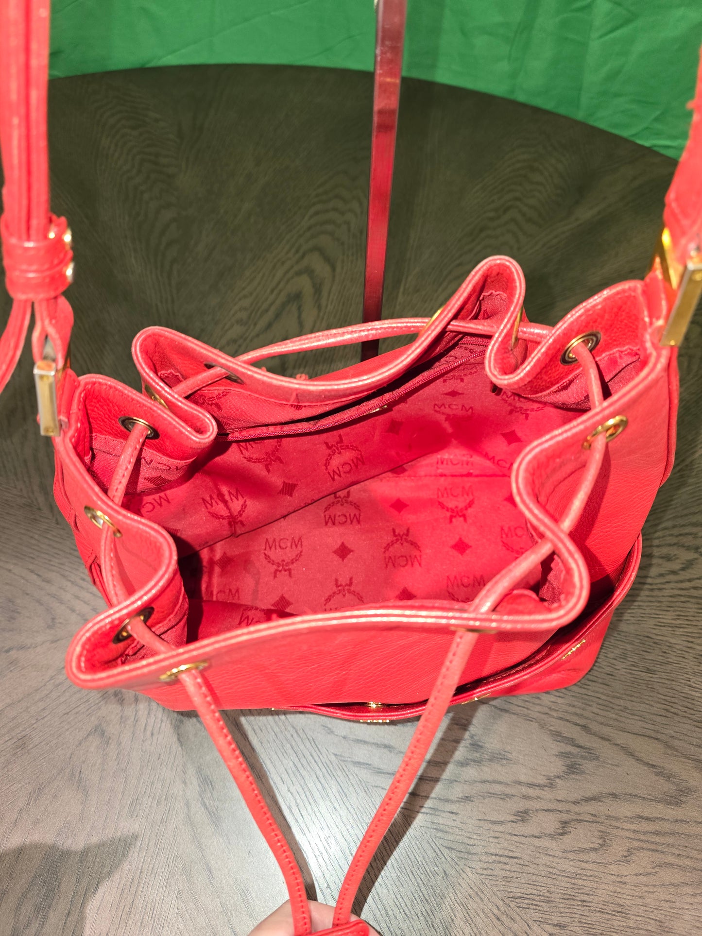 MCM Red Bucket Bag
