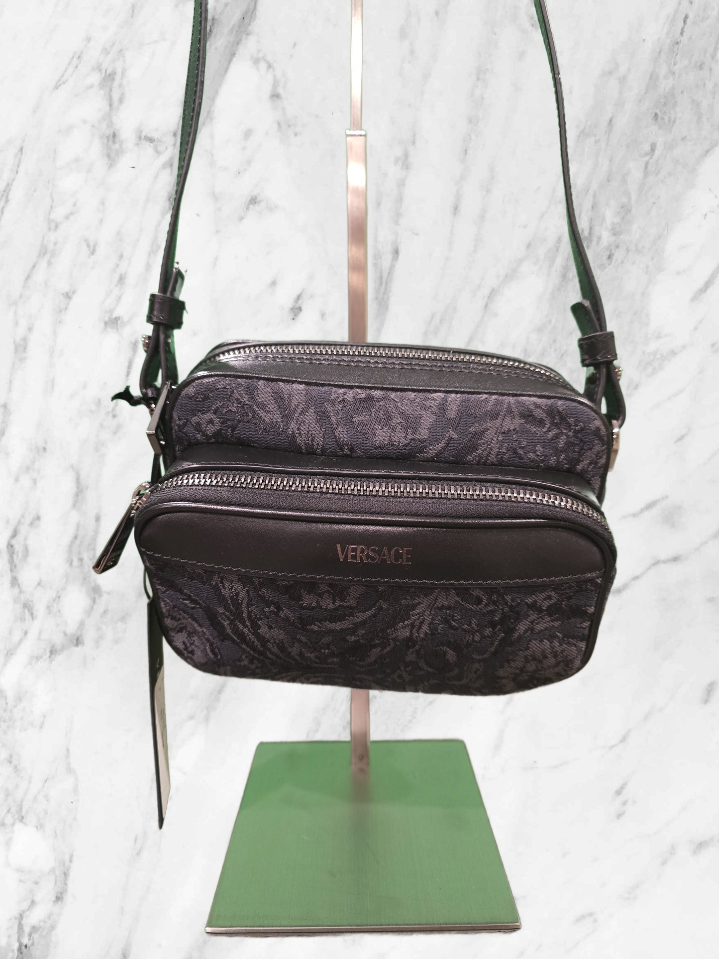 Versace Barocco Unisex Black Jacquard Messenger bag - new with tags