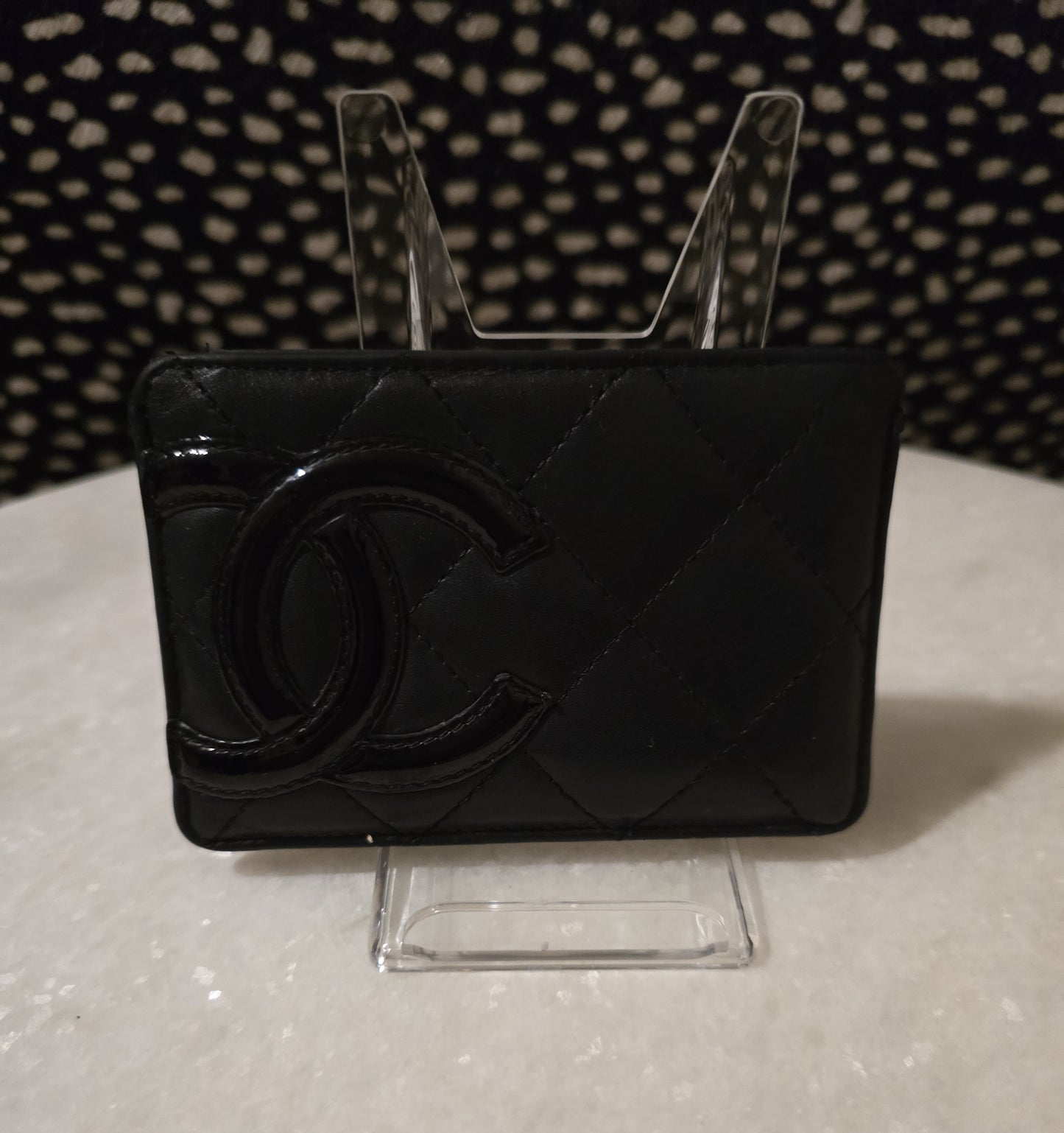 CHANEL CAMBON LAMBSKIN BLACK CC CARD CASE