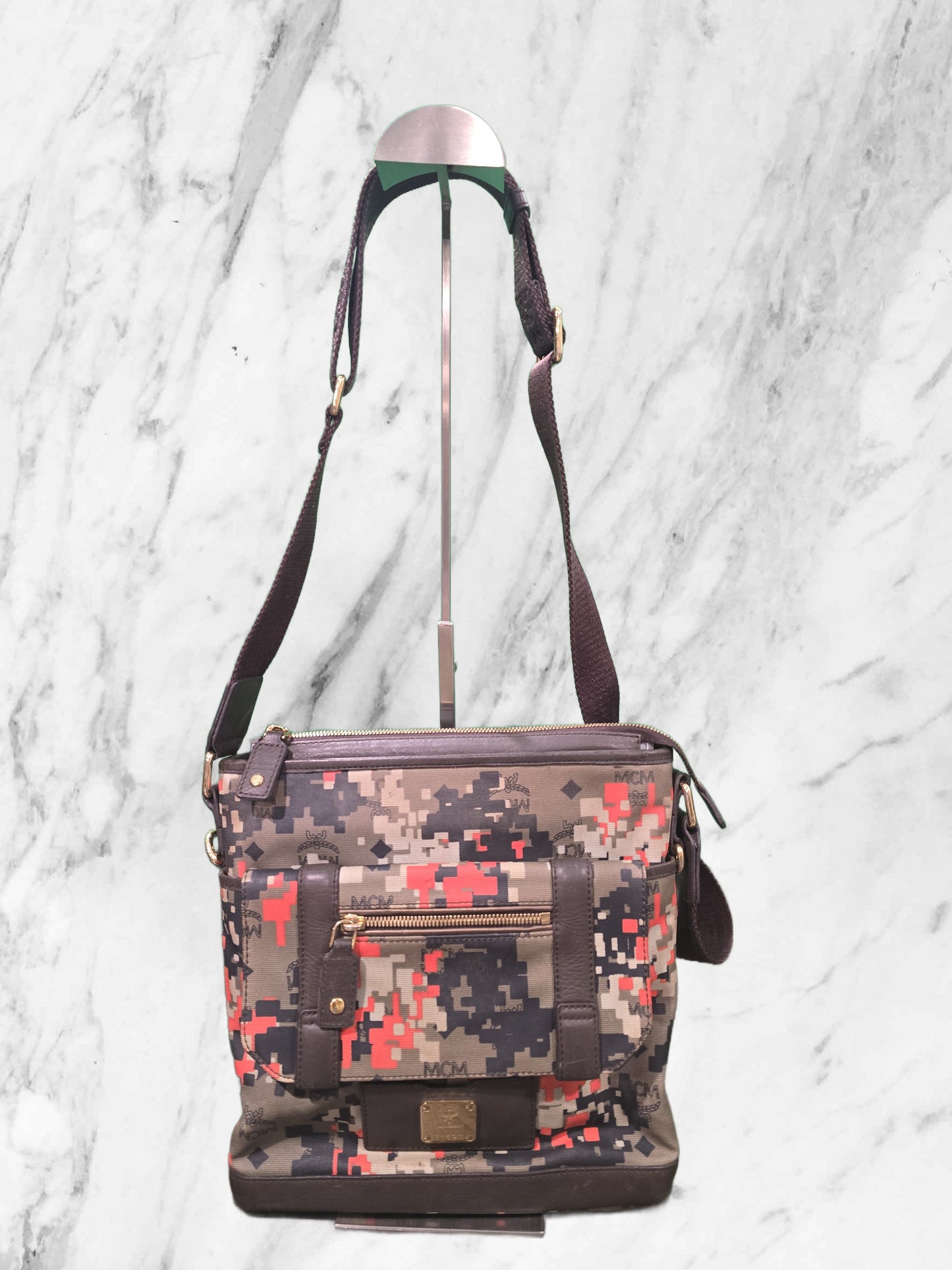 MCM Vintage Digital Camo Messenger Bag