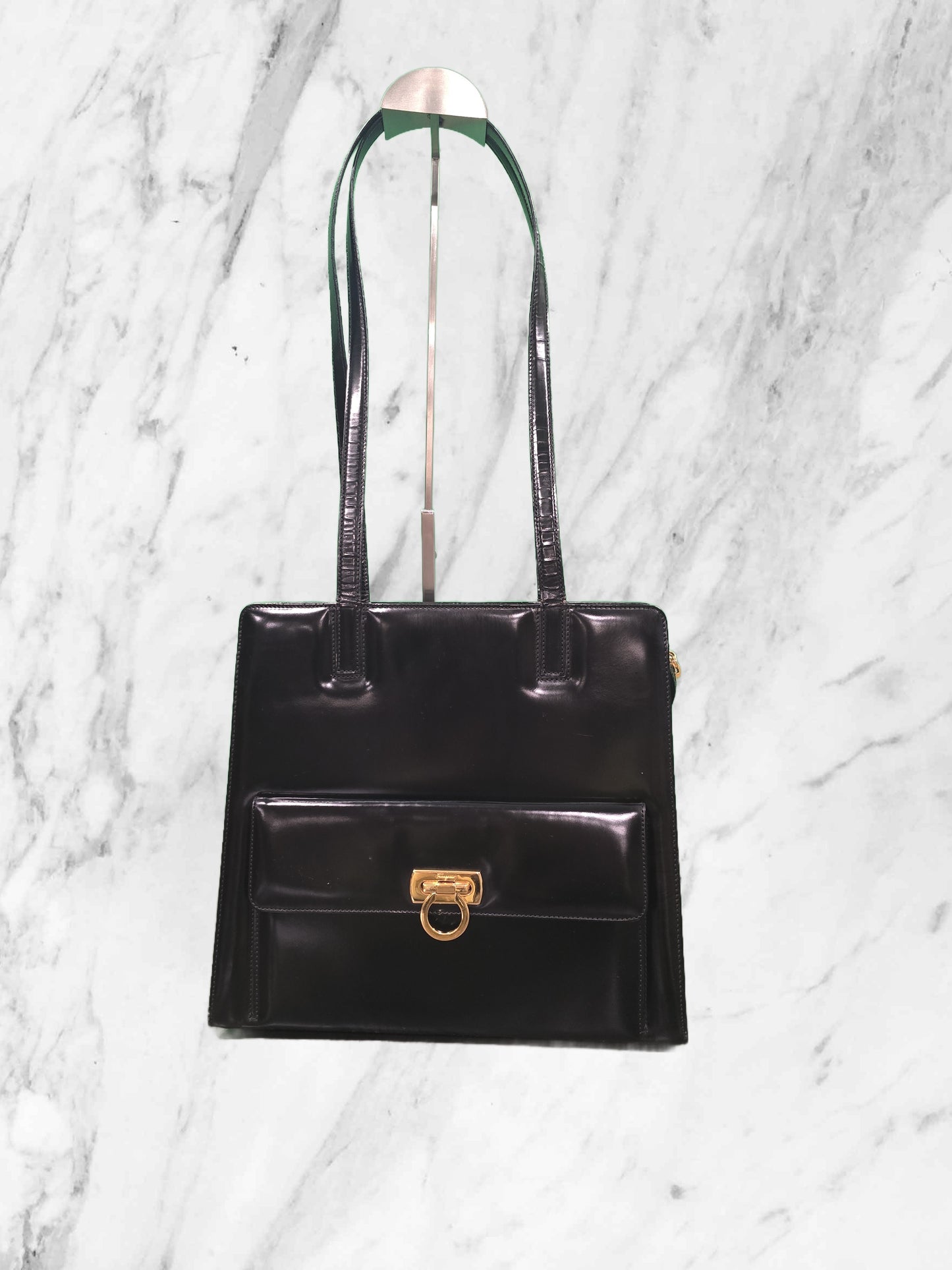 Ferragamo Black Leather Shoulder Bag