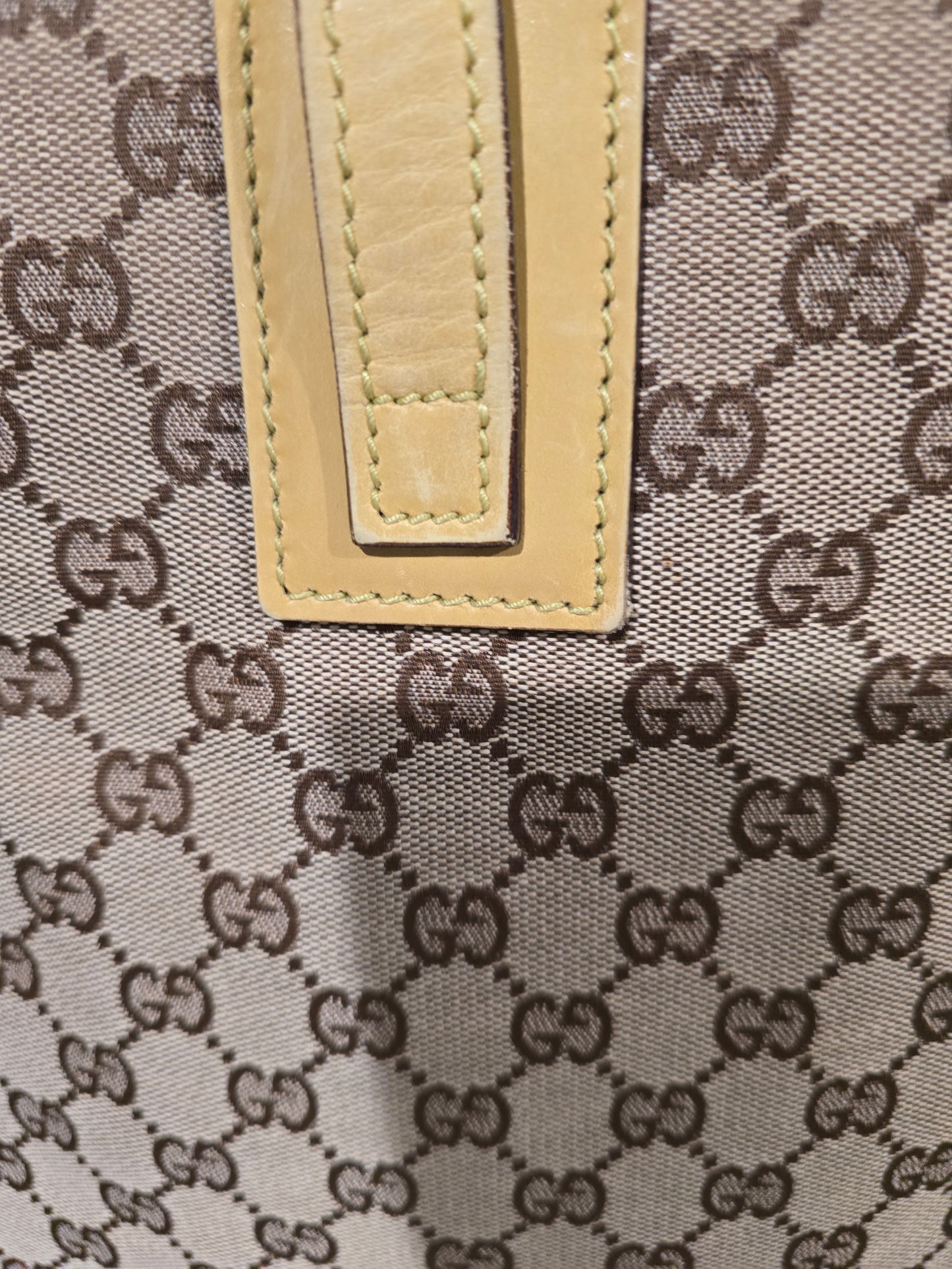 Gucci GG Monogram Canvas Tote with Leather Trim