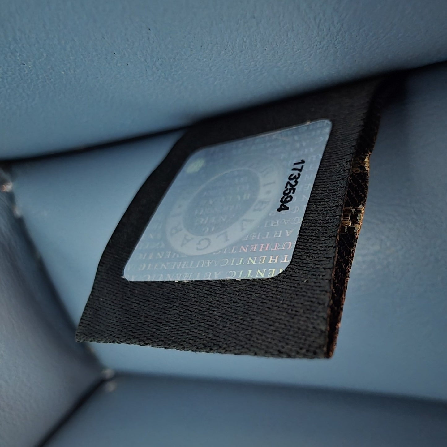 BVLGARI SERPENTI SMALL CROSSBODY, WHITE & BLUE W/ RAIN COAT