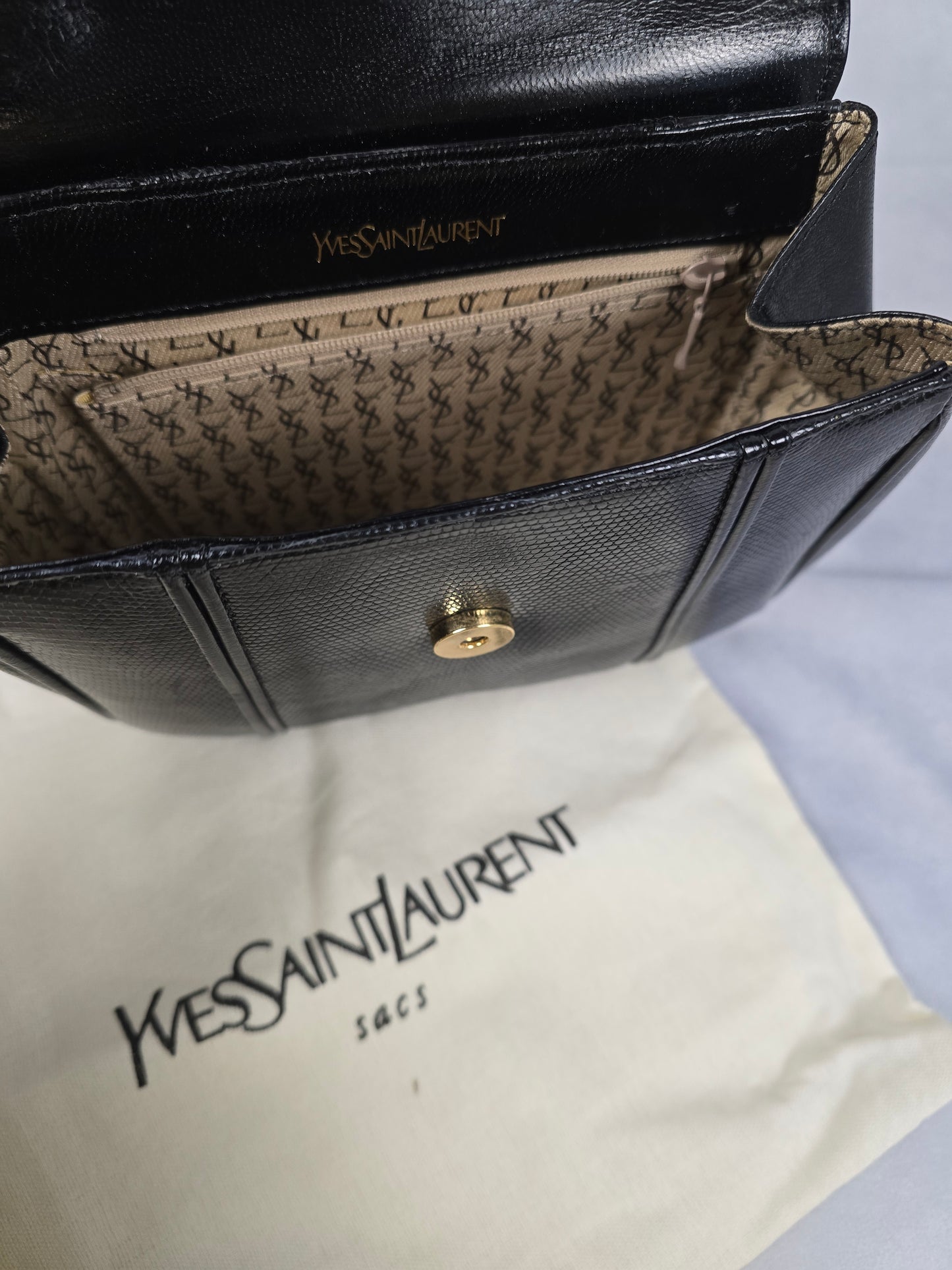 YSL Black Exotic Leather Shoulder Bag