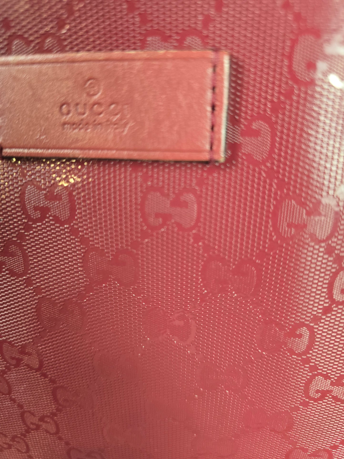 Gucci Guccismo Red Calfskin Leather Tote