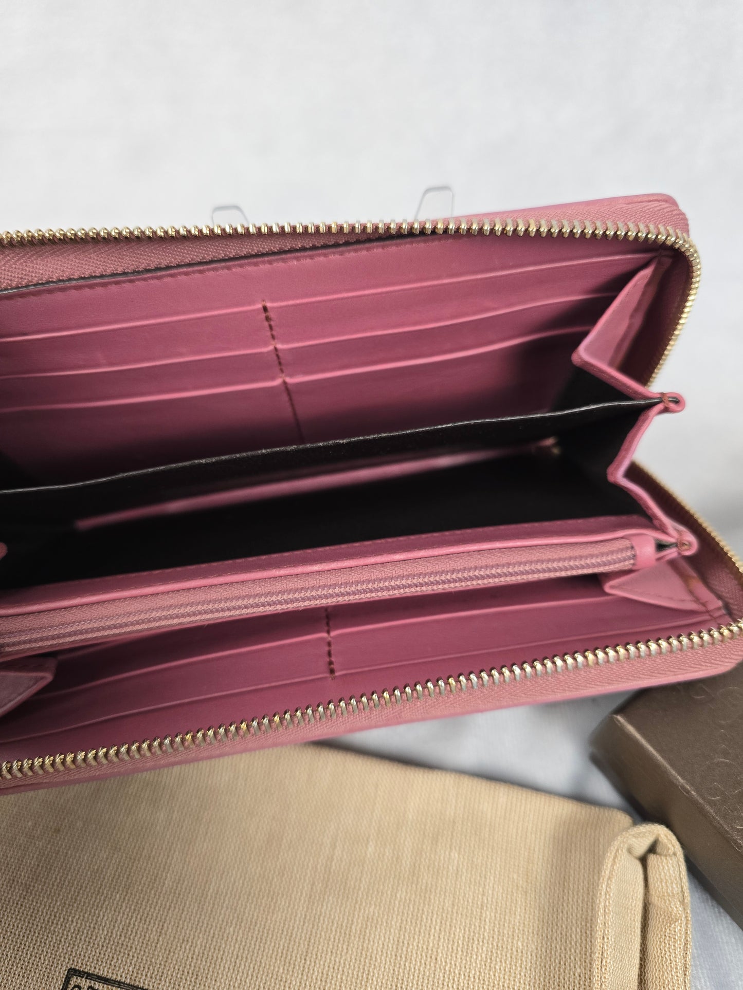 Gucci GG Canvas and Pink Leather Zippy Wallet