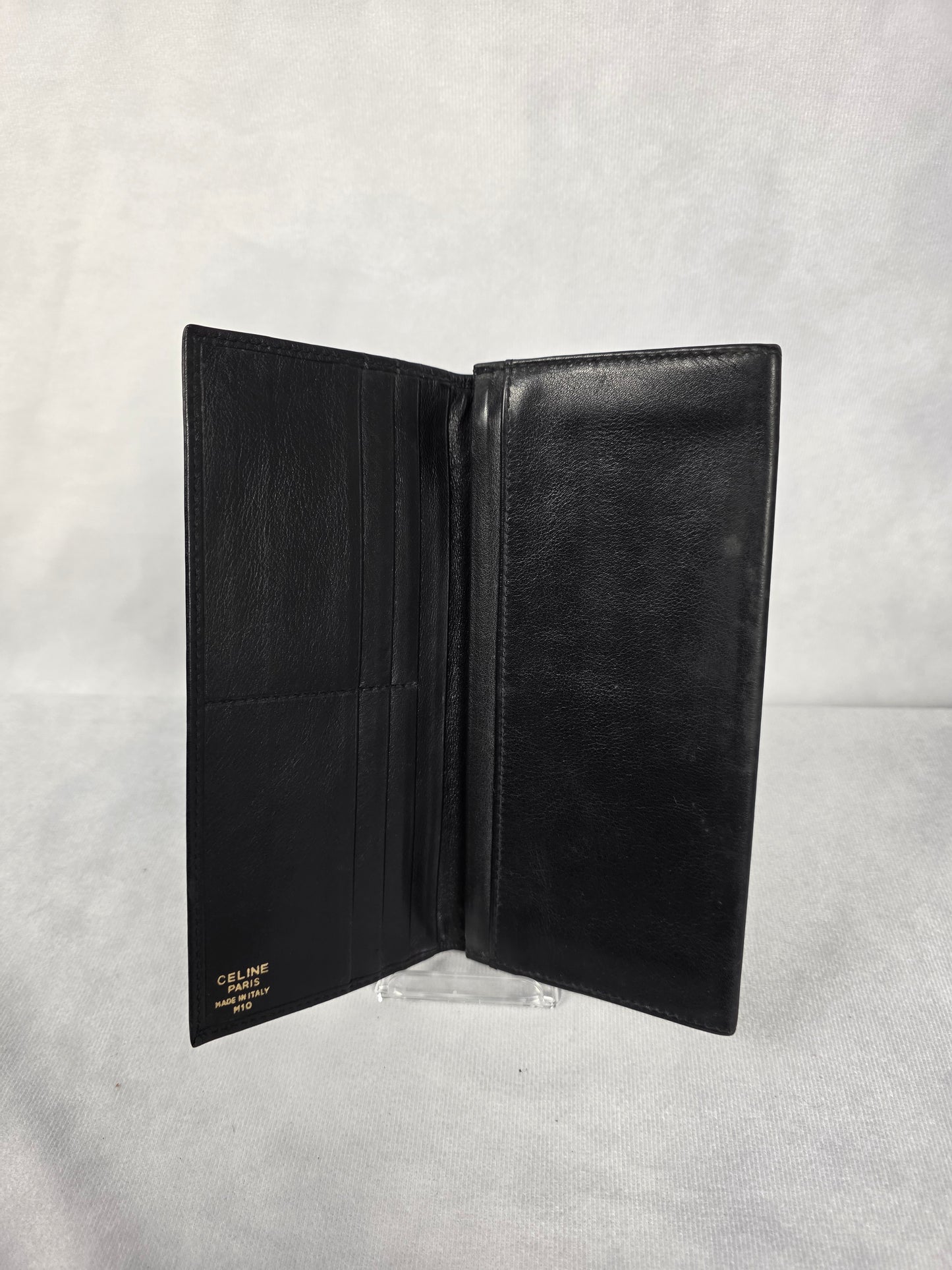 CELINE GREEN LEATHER LONG BIFOLD WALLET