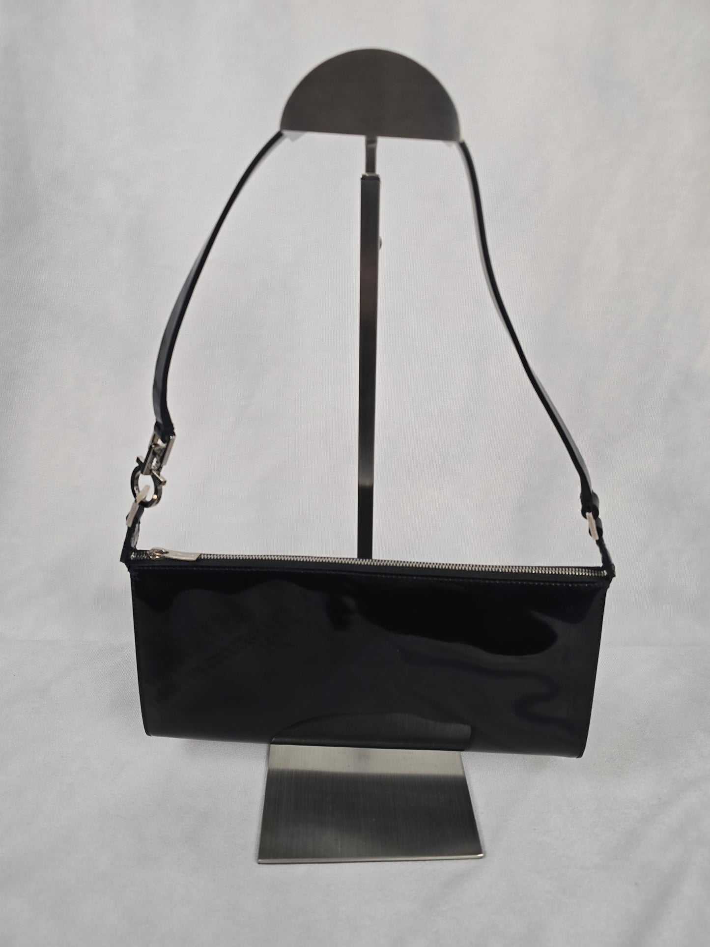 Ferragamo Black Patent Leather Shoulder Bag