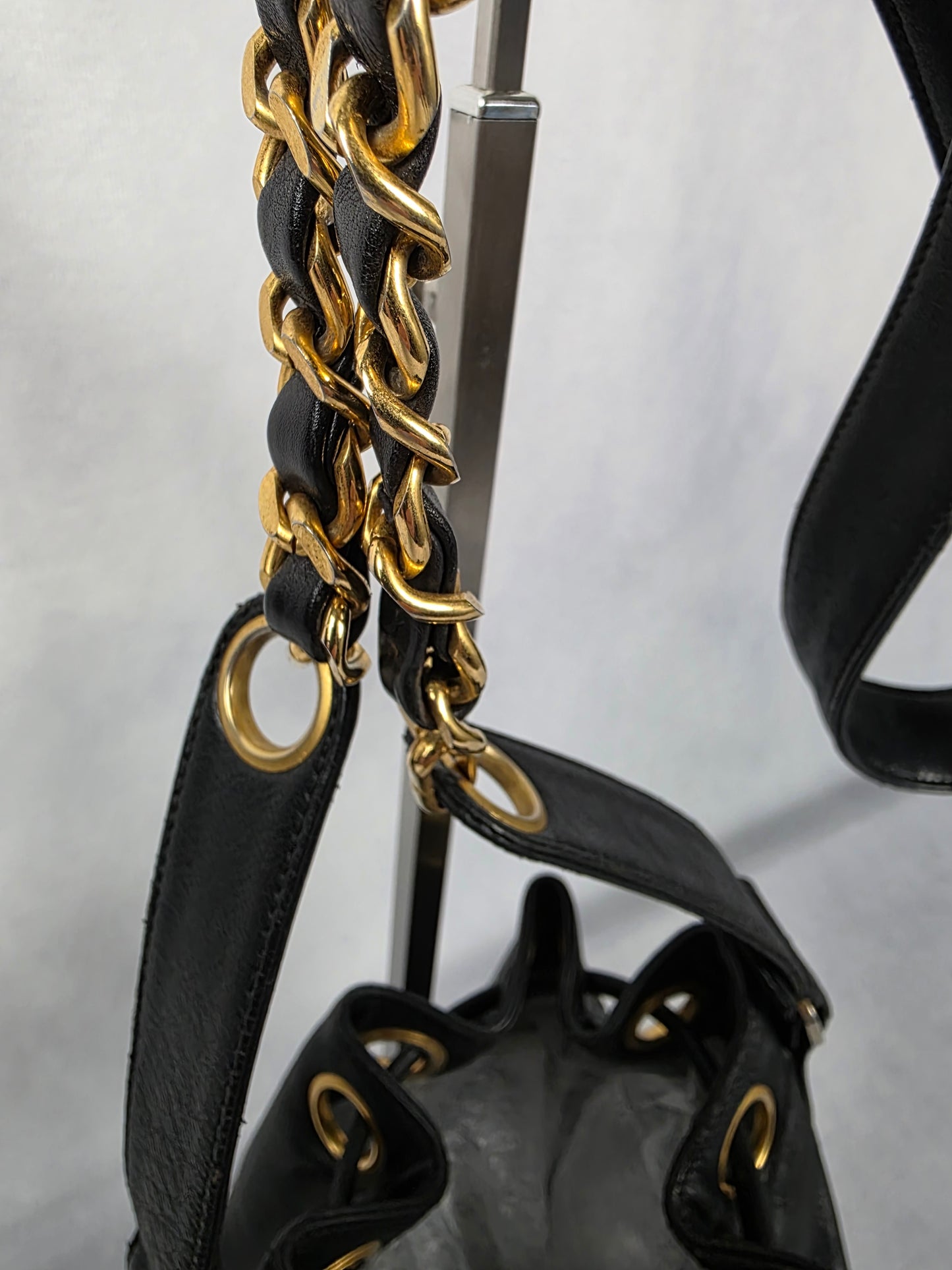 CHANEL MINI LAMBSKIN CC DRAWSTRING BUCKET BAG