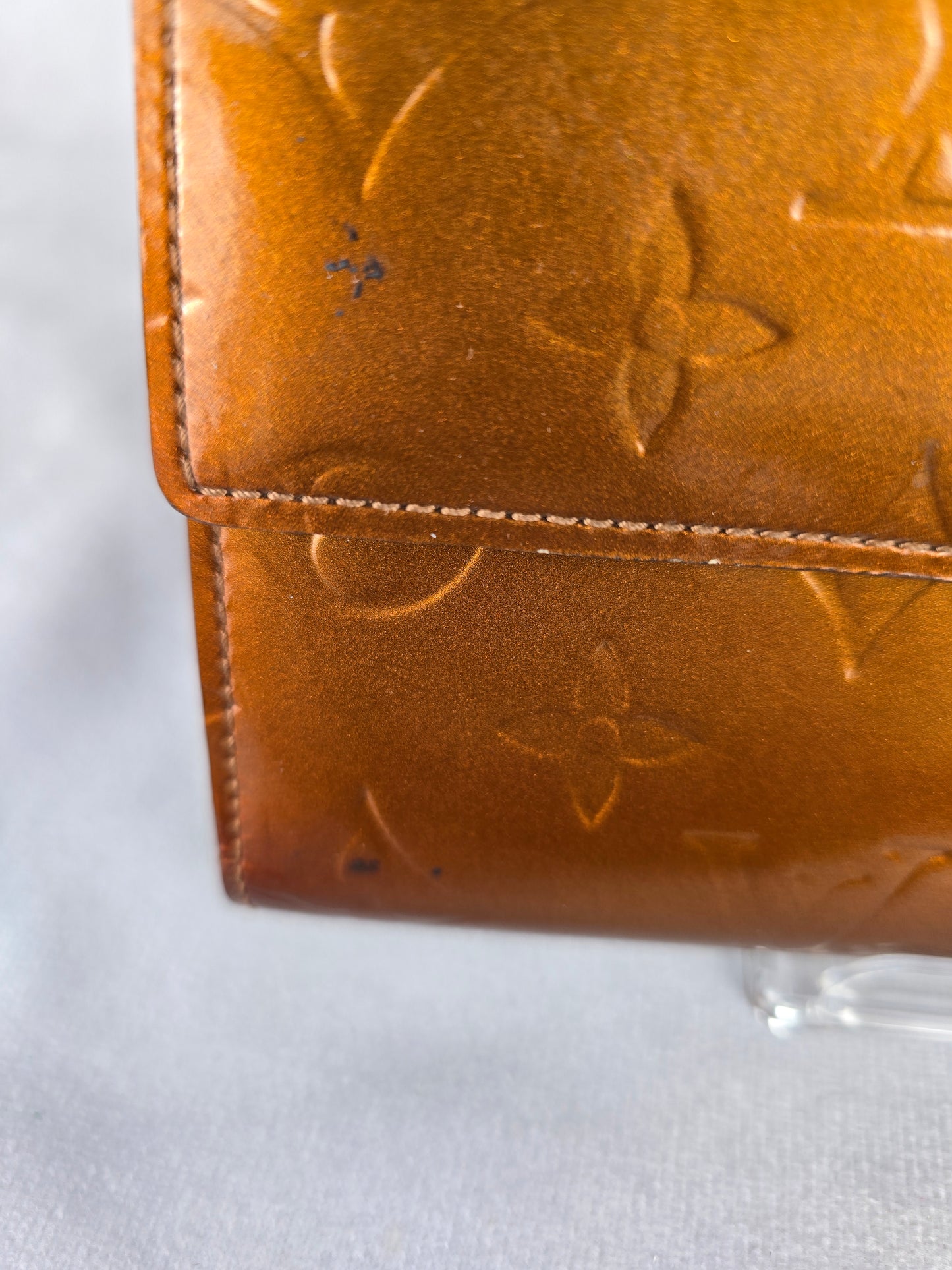 Louis Vuitton Bronze Vernis Brown Embossed Sarah Wallet