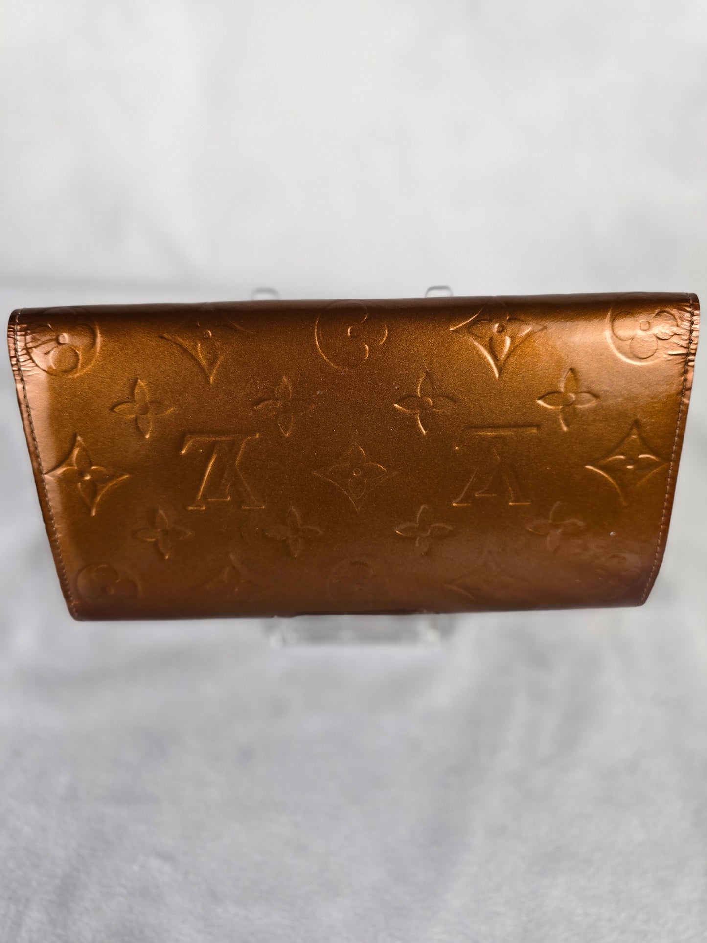 Louis Vuitton Bronze Vernis Brown Embossed Sarah Wallet