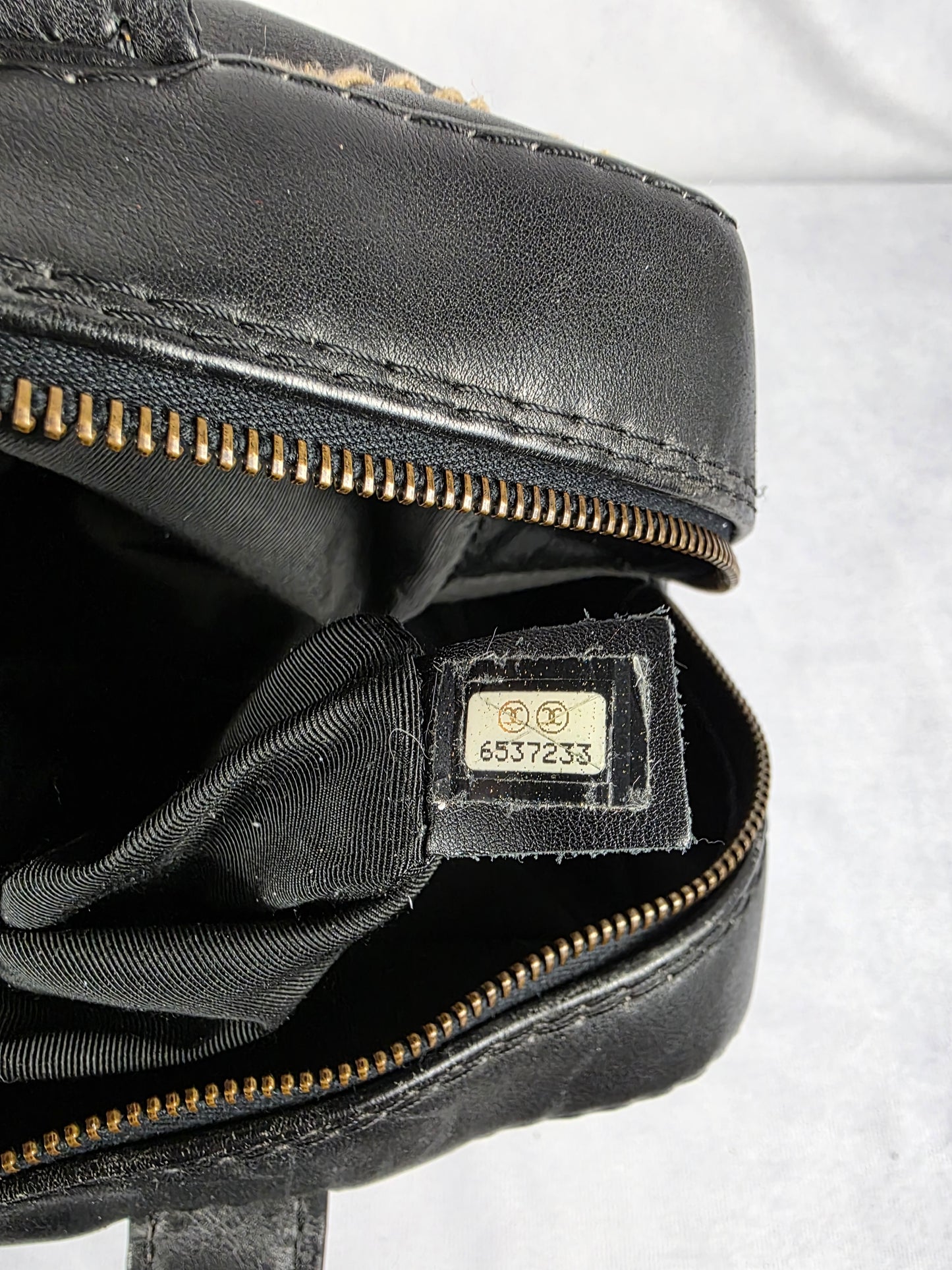 CHANEL BLACK "WILD STITCH" SURPIQUE BOWLER BAG