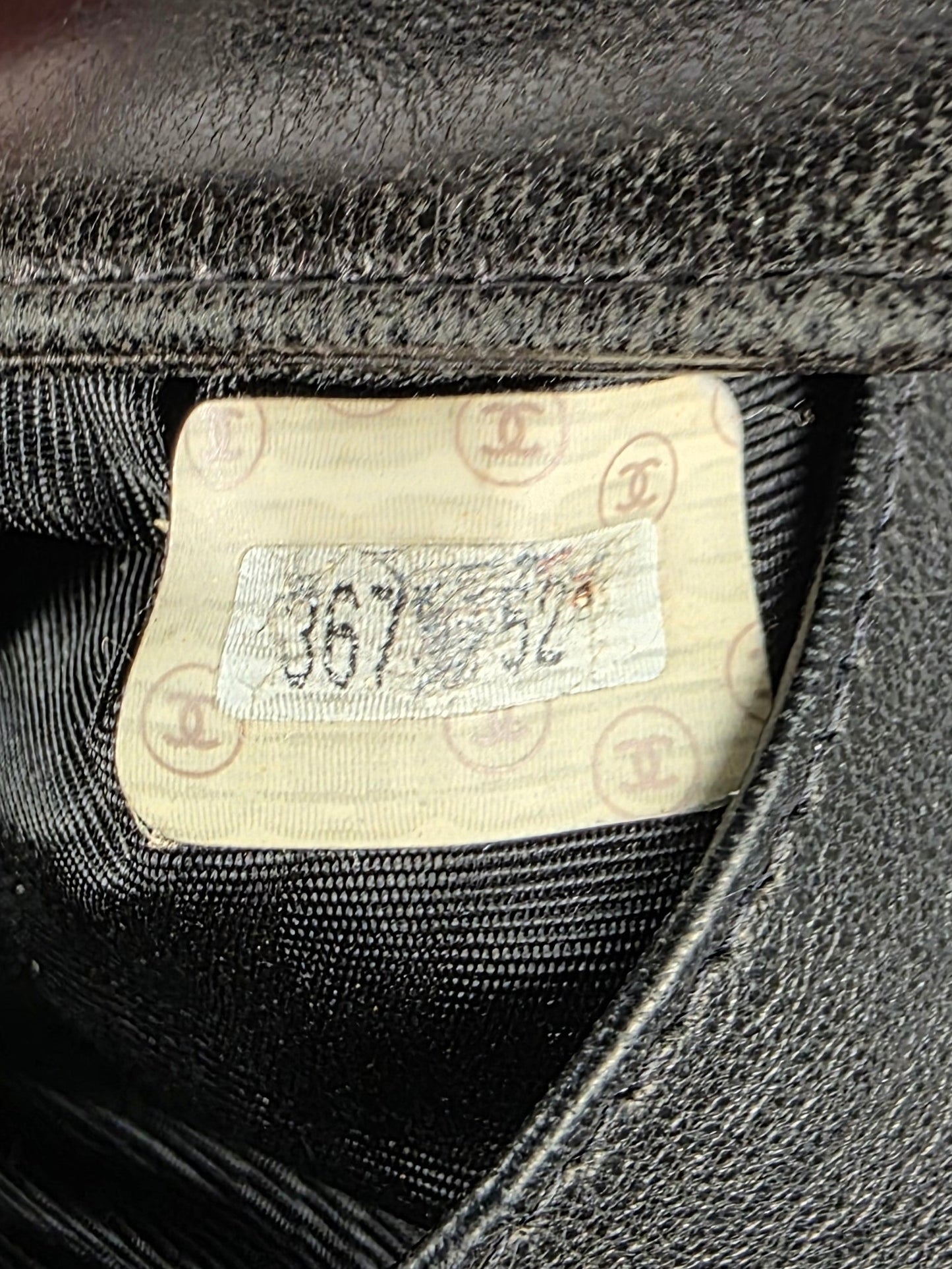 CHANEL VINTAGE COCO MARK BLACK LEATHER FLAP WALLET