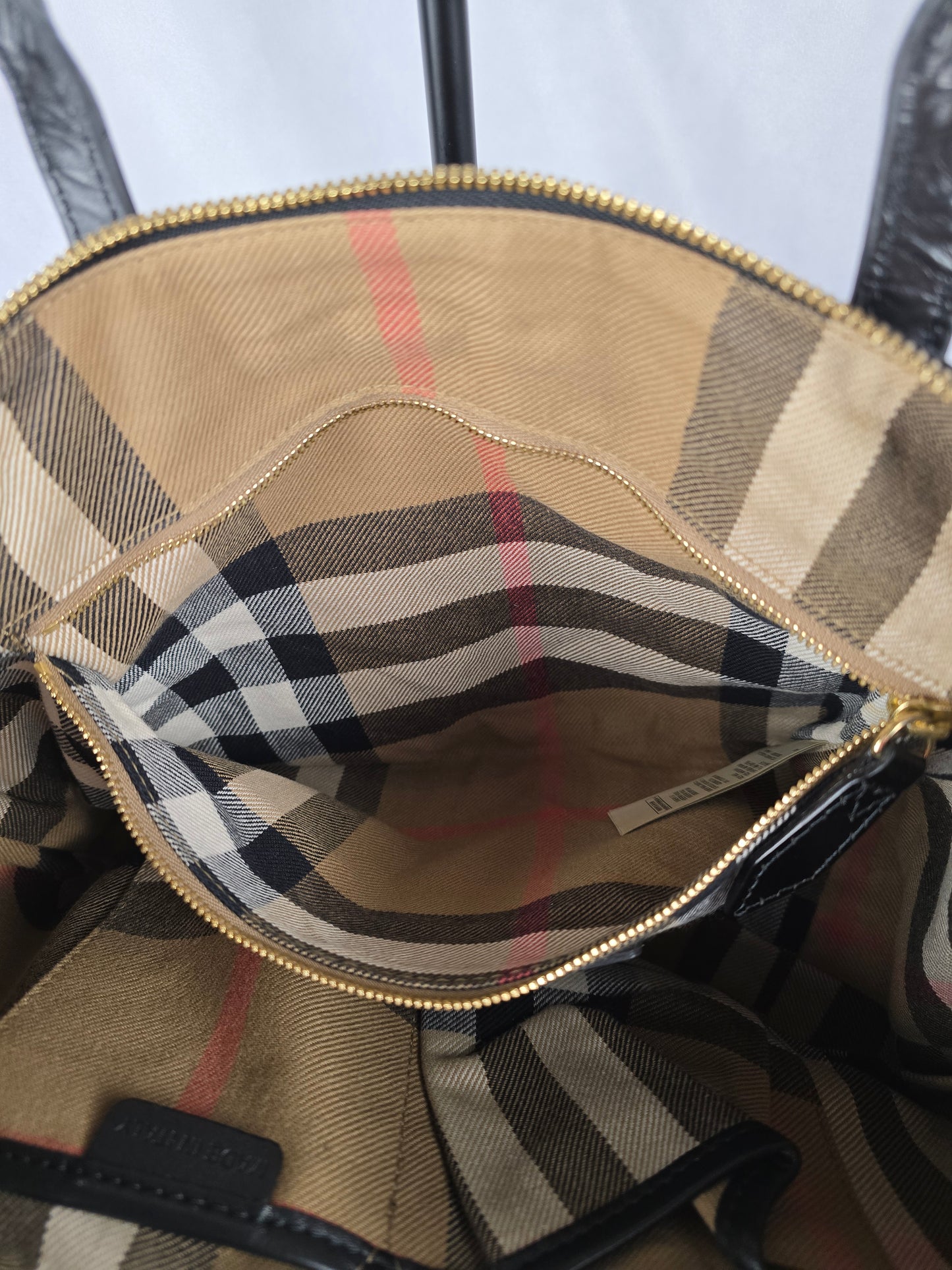 Burberry Black Calfskin with House Check Trim Salisbury Top Handle Bag