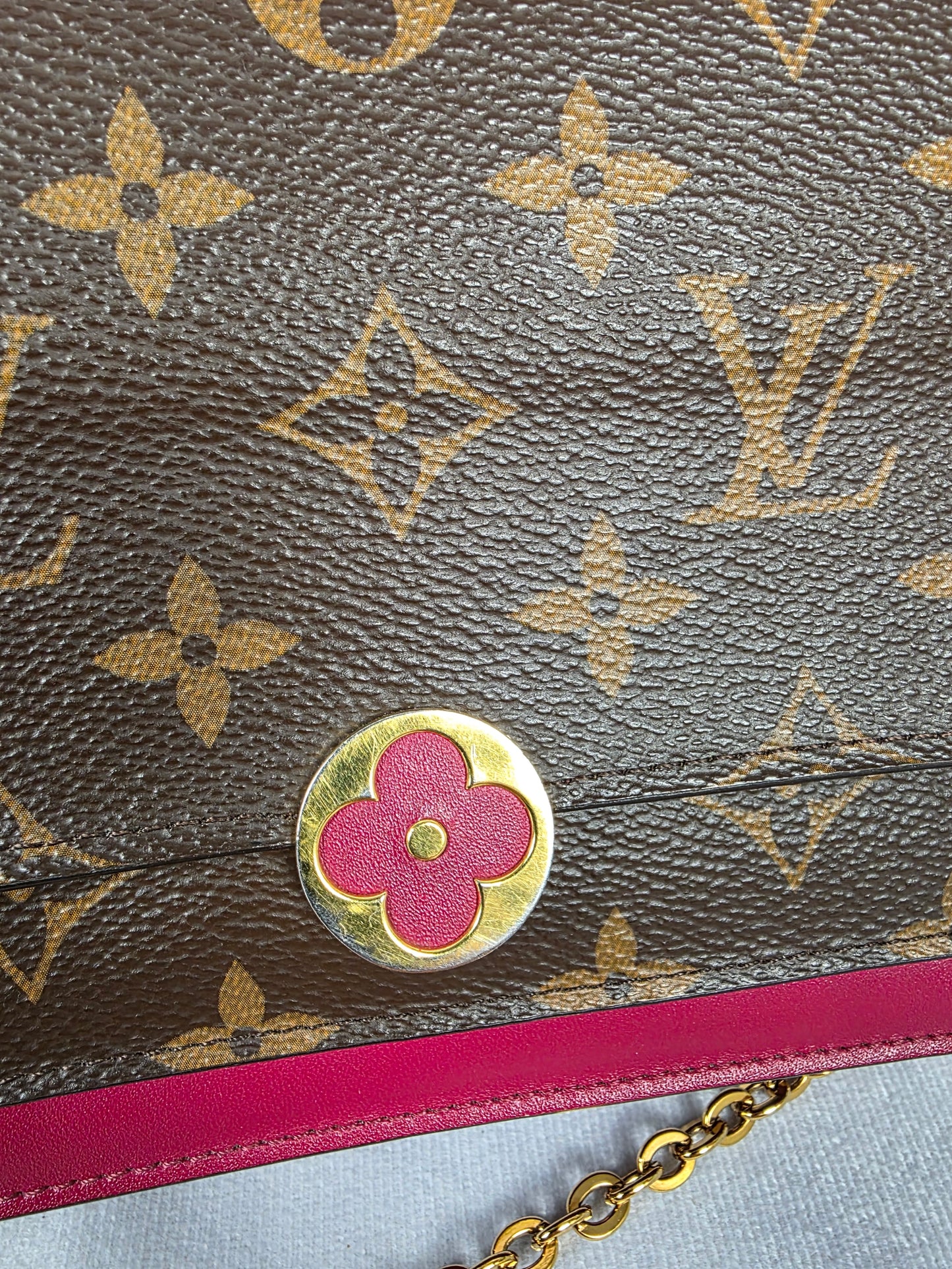 LOUIS VUITTON FLORE MONOGRAM CANVAS CHAIN WALLET