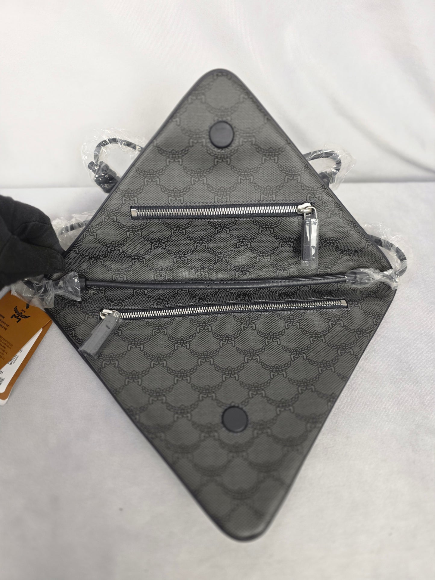 MCM GREY HIMMEL TRIANGLE CROSSBODY POUCH - NEW TAGS